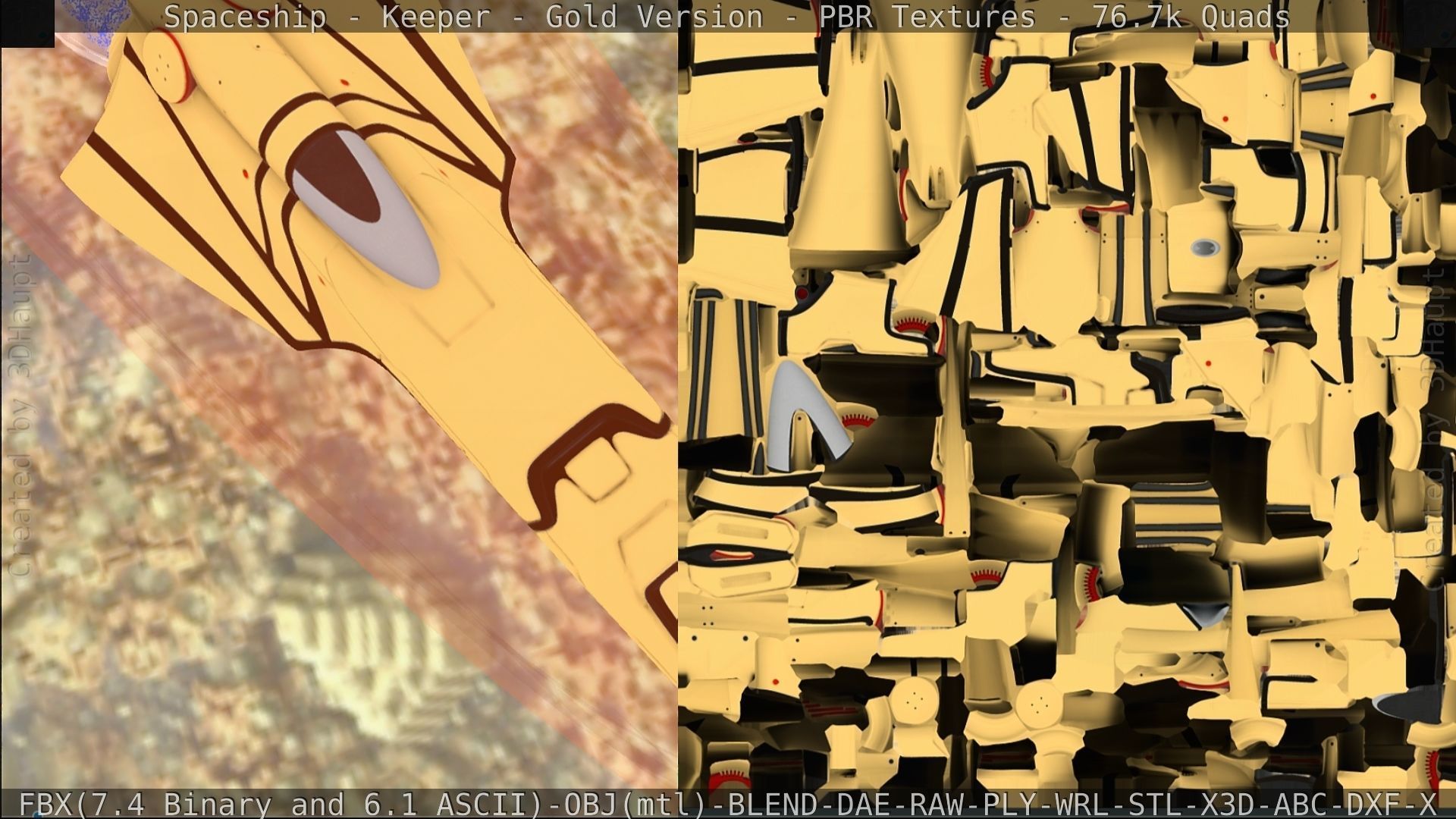 Spaceship - Keeper - Gold Version 3D model_233