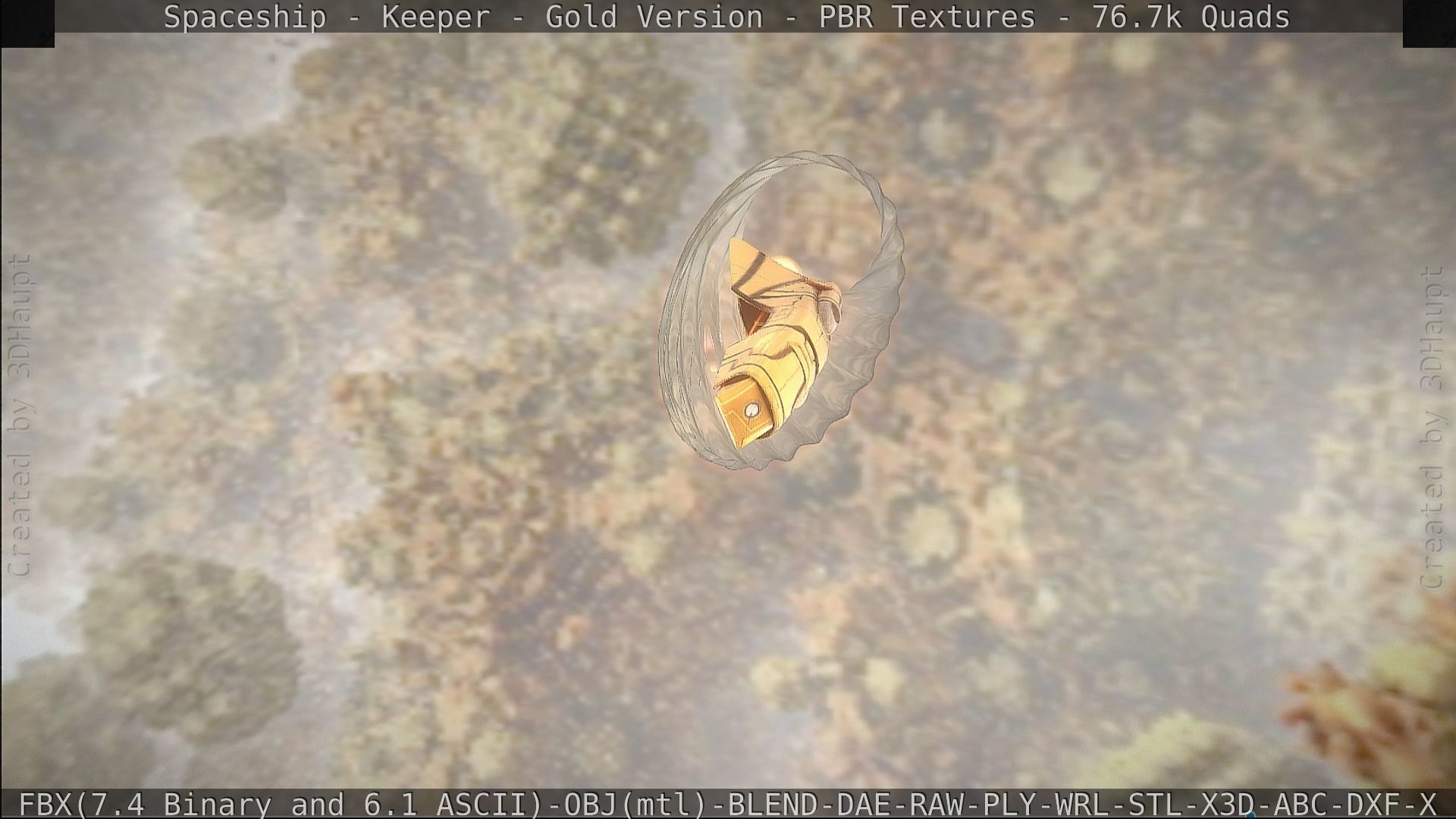 Spaceship - Keeper - Gold Version 3D model_360