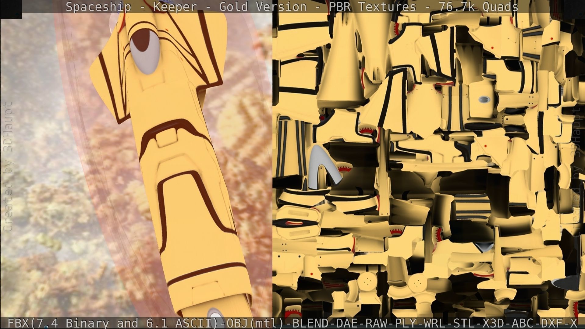 Spaceship - Keeper - Gold Version 3D model_235