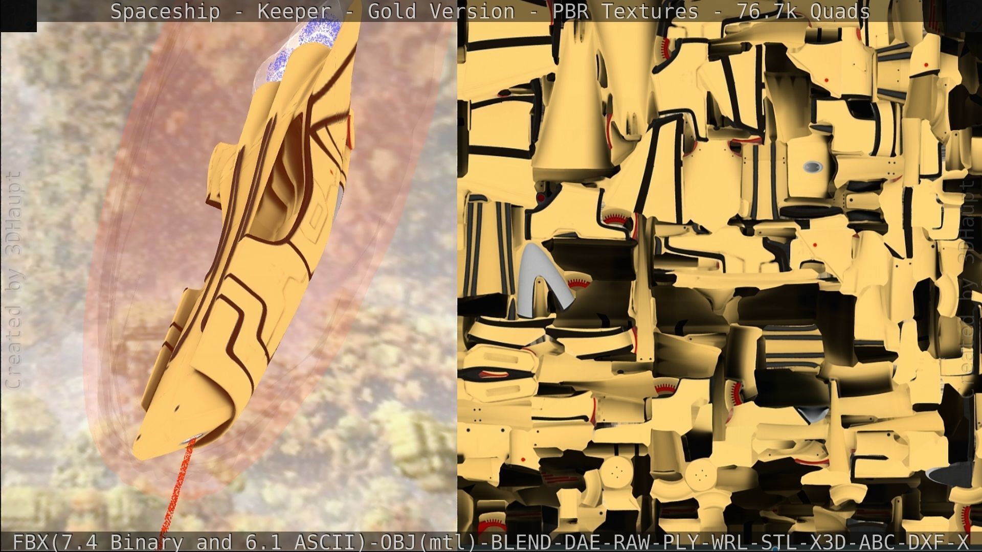 Spaceship - Keeper - Gold Version 3D model_220