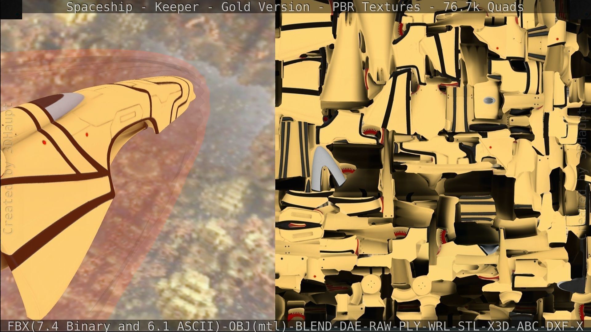 Spaceship - Keeper - Gold Version 3D model_265