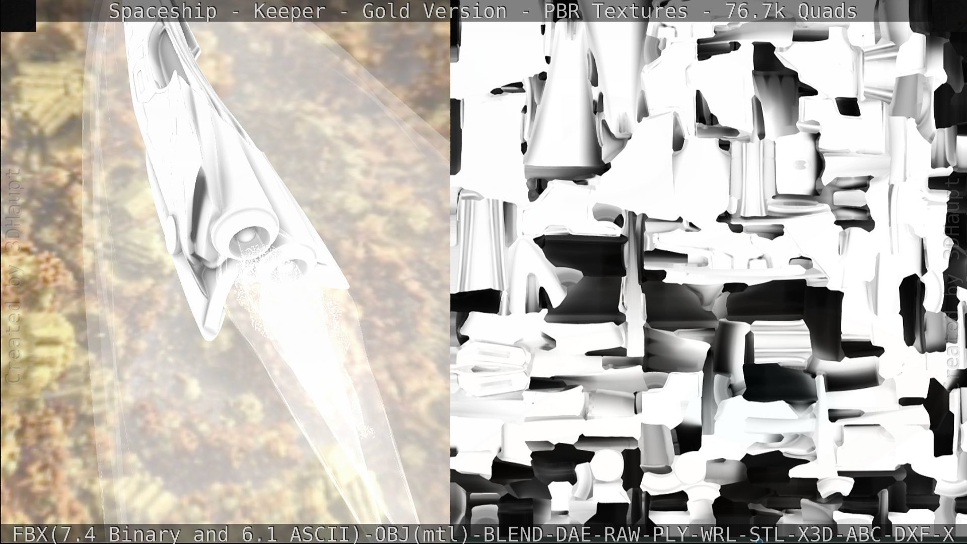 Spaceship - Keeper - Gold Version 3D model_305