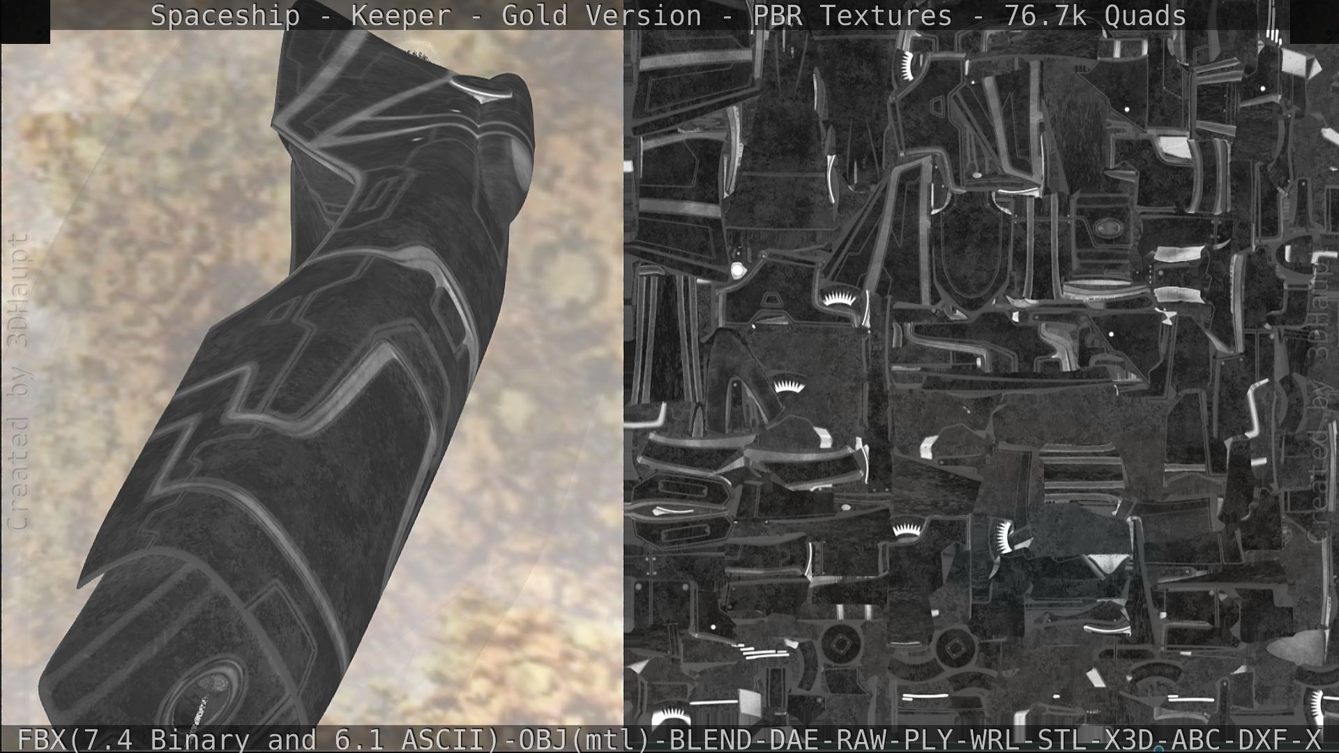 Spaceship - Keeper - Gold Version 3D model_266