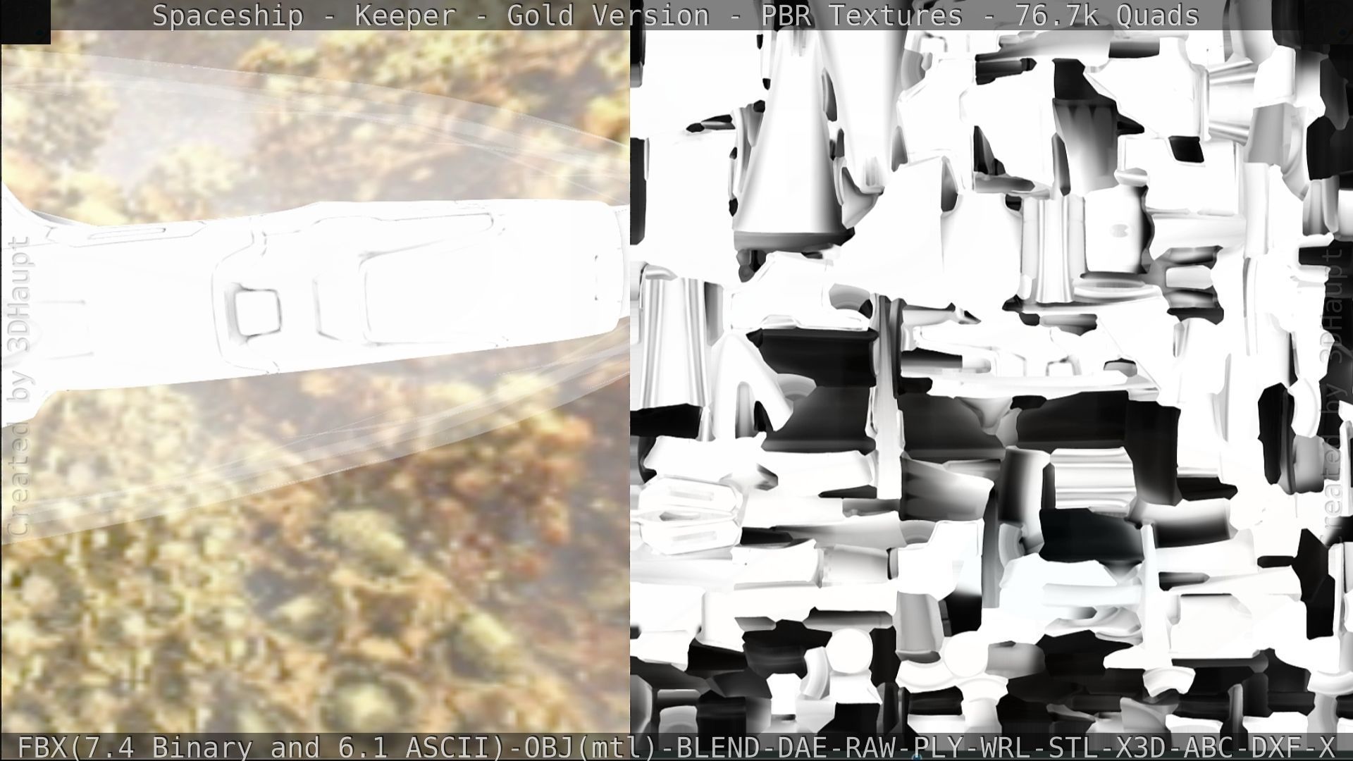 Spaceship - Keeper - Gold Version 3D model_344