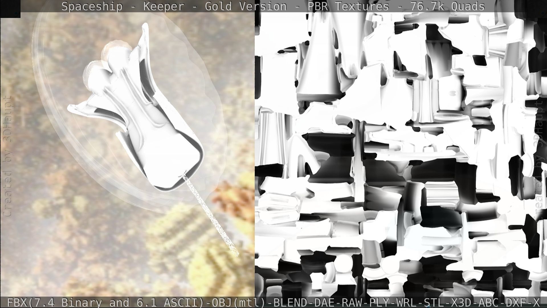 Spaceship - Keeper - Gold Version 3D model_348