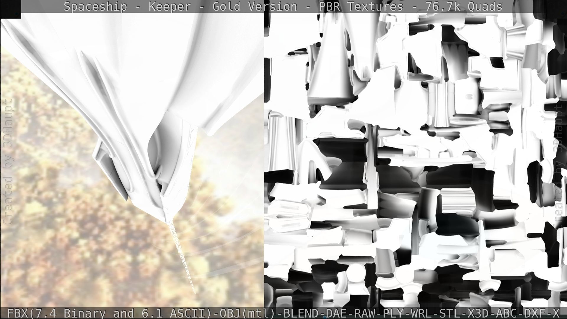 Spaceship - Keeper - Gold Version 3D model_340