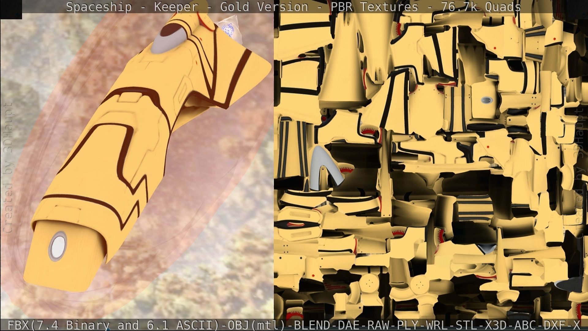 Spaceship - Keeper - Gold Version 3D model_239