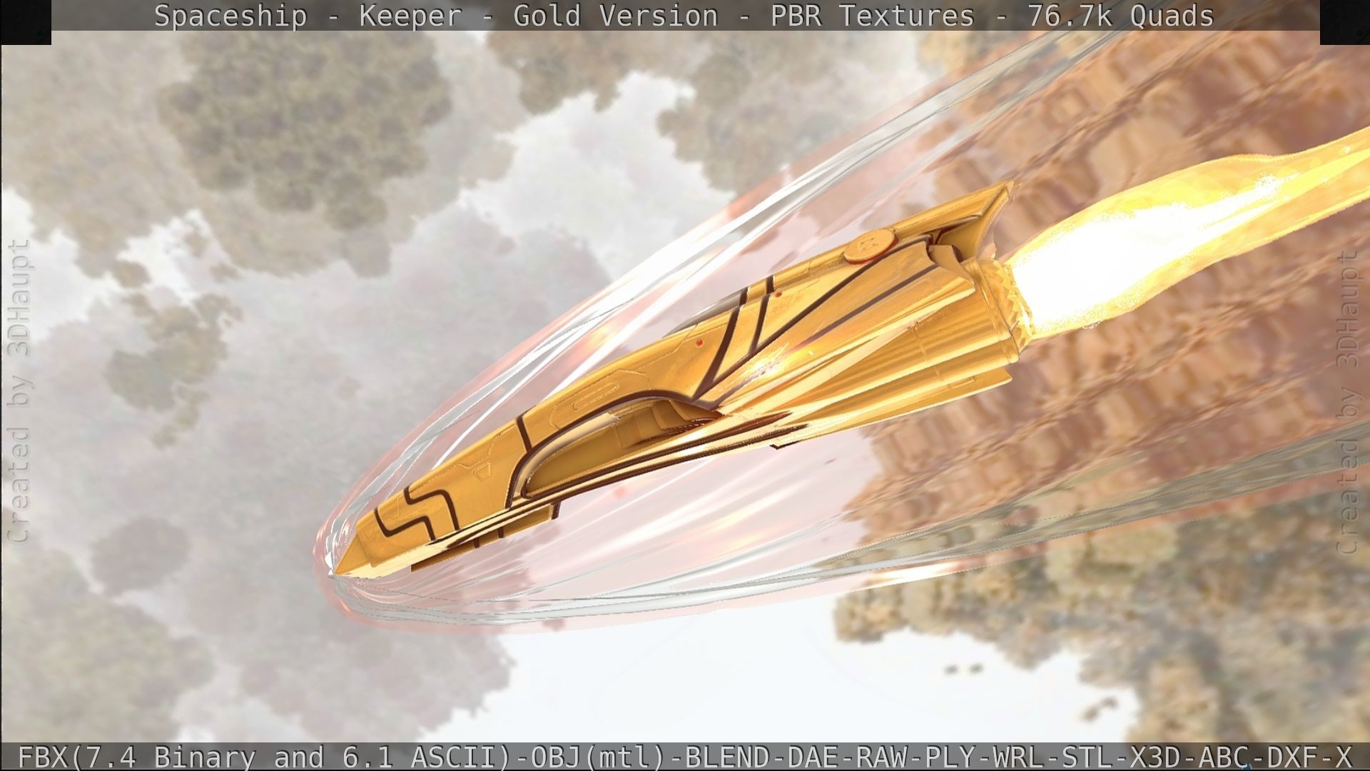 Spaceship - Keeper - Gold Version 3D model_431