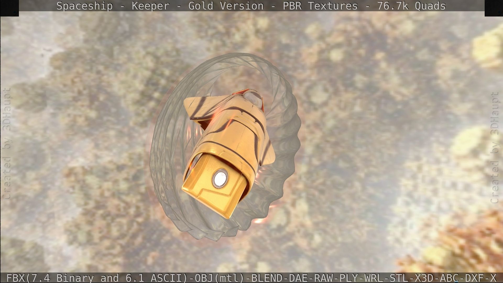 Spaceship - Keeper - Gold Version 3D model_449