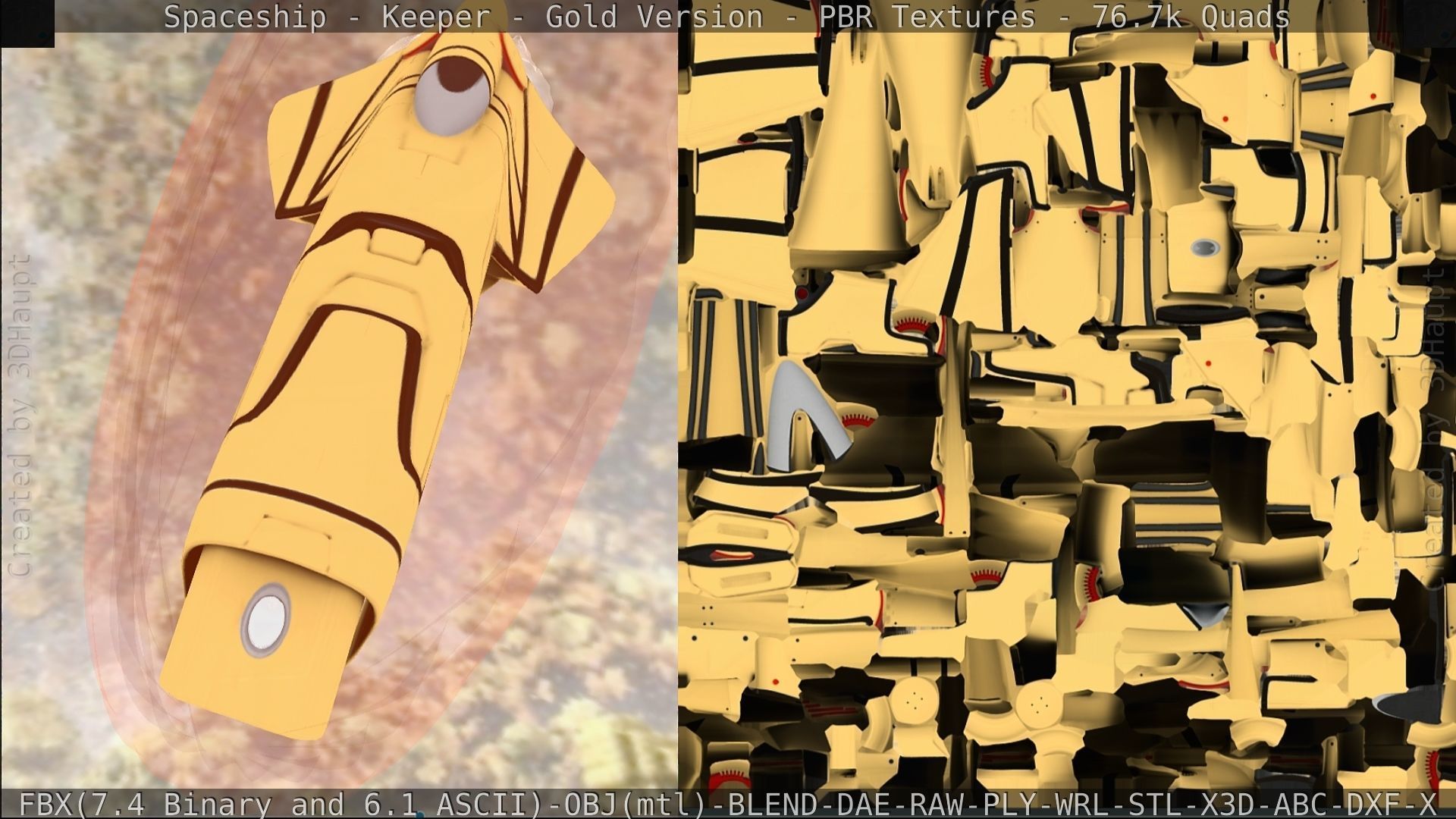 Spaceship - Keeper - Gold Version 3D model_244