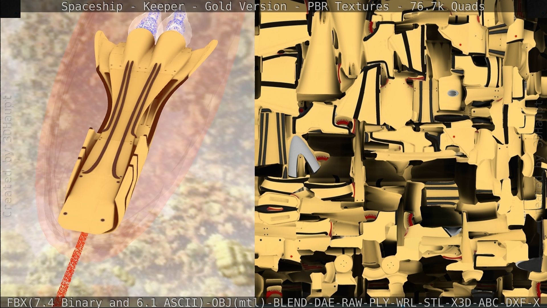 Spaceship - Keeper - Gold Version 3D model_218