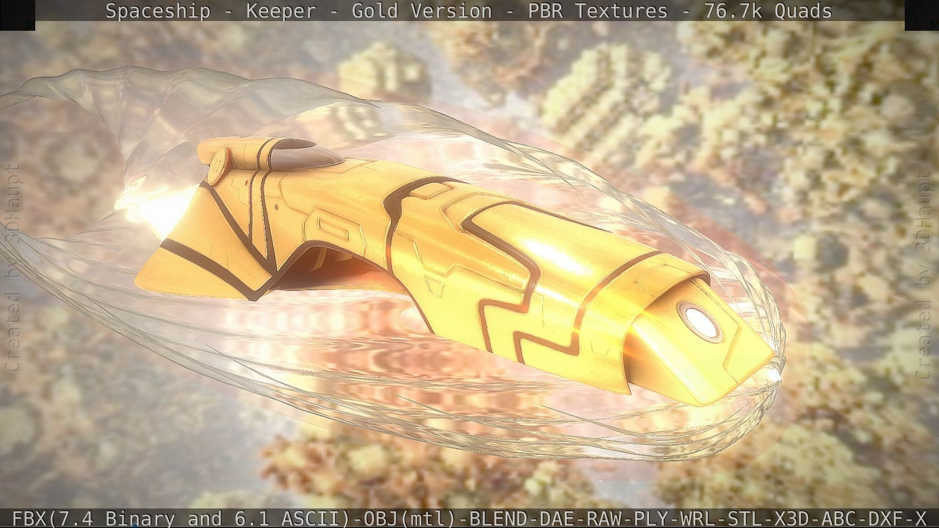 Spaceship - Keeper - Gold Version 3D model_13