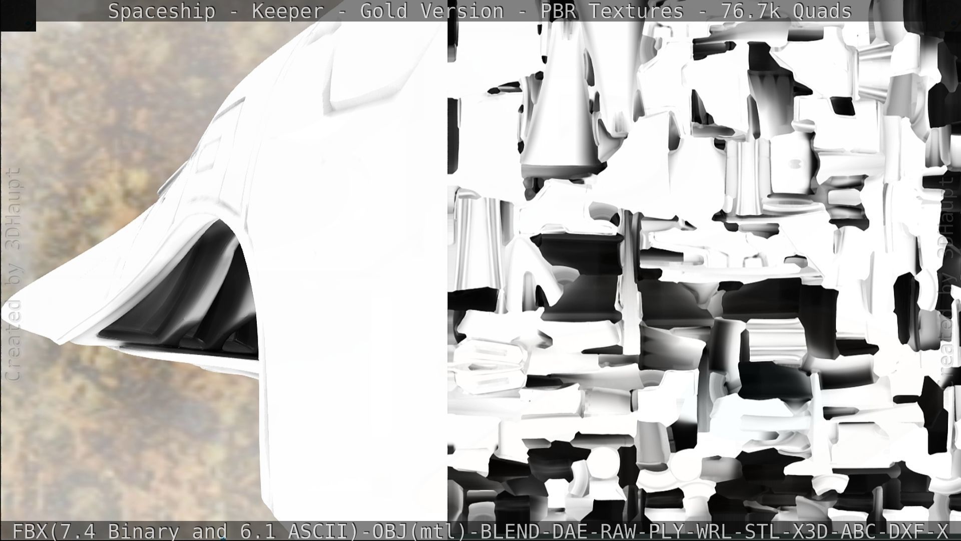 Spaceship - Keeper - Gold Version 3D model_329