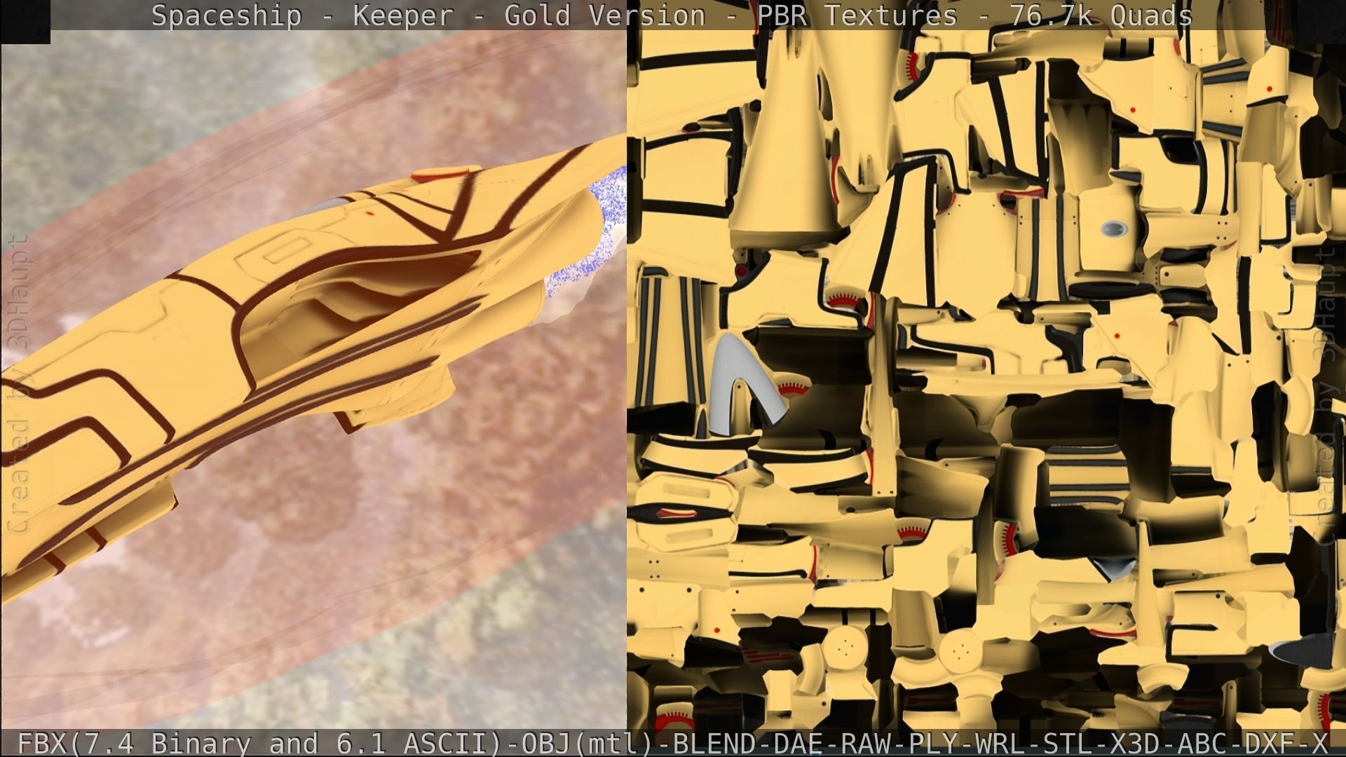 Spaceship - Keeper - Gold Version 3D model_214