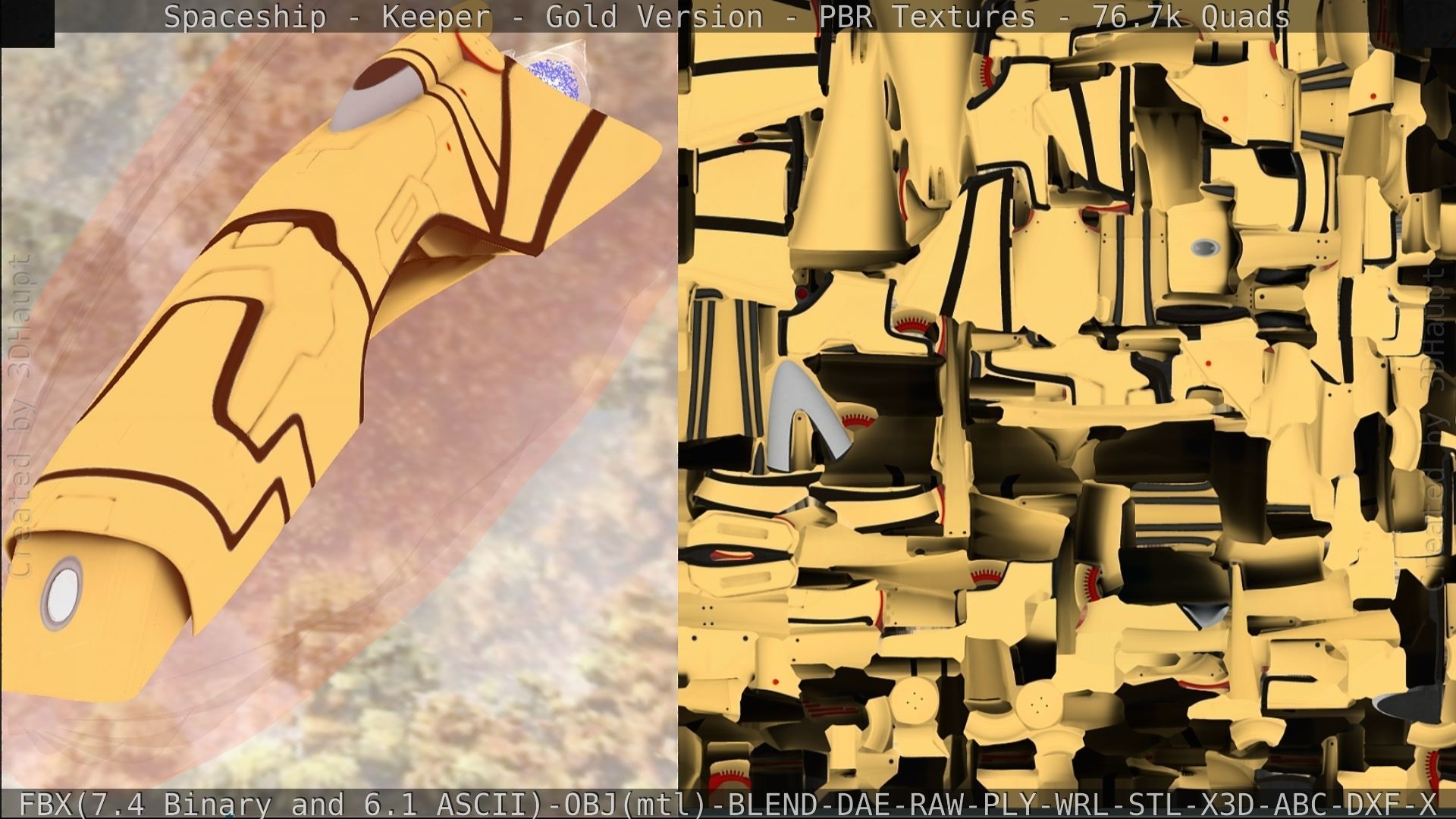 Spaceship - Keeper - Gold Version 3D model_238