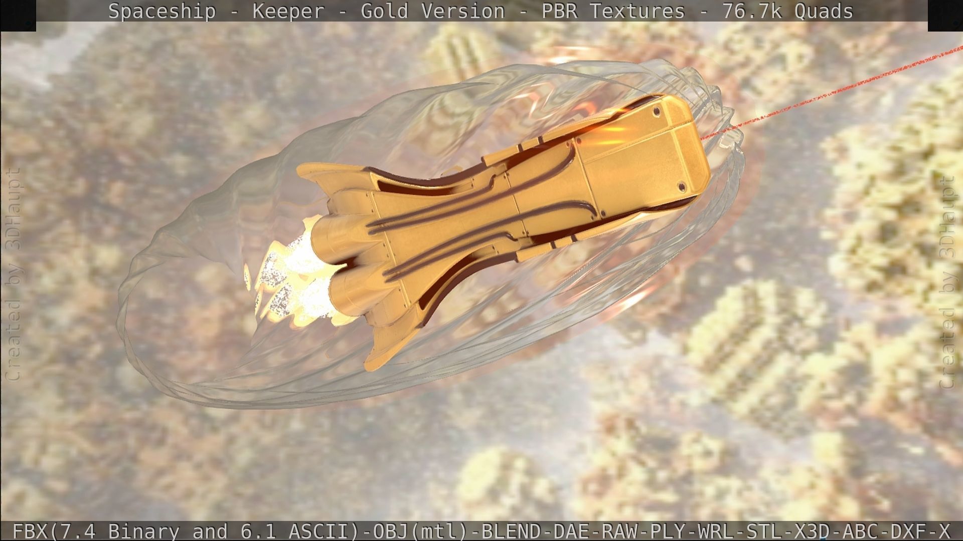 Spaceship - Keeper - Gold Version 3D model_445