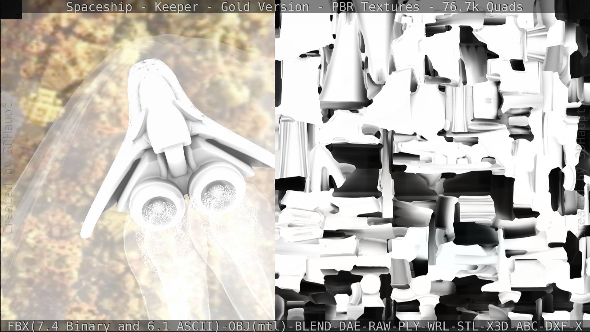 Spaceship - Keeper - Gold Version 3D model_311