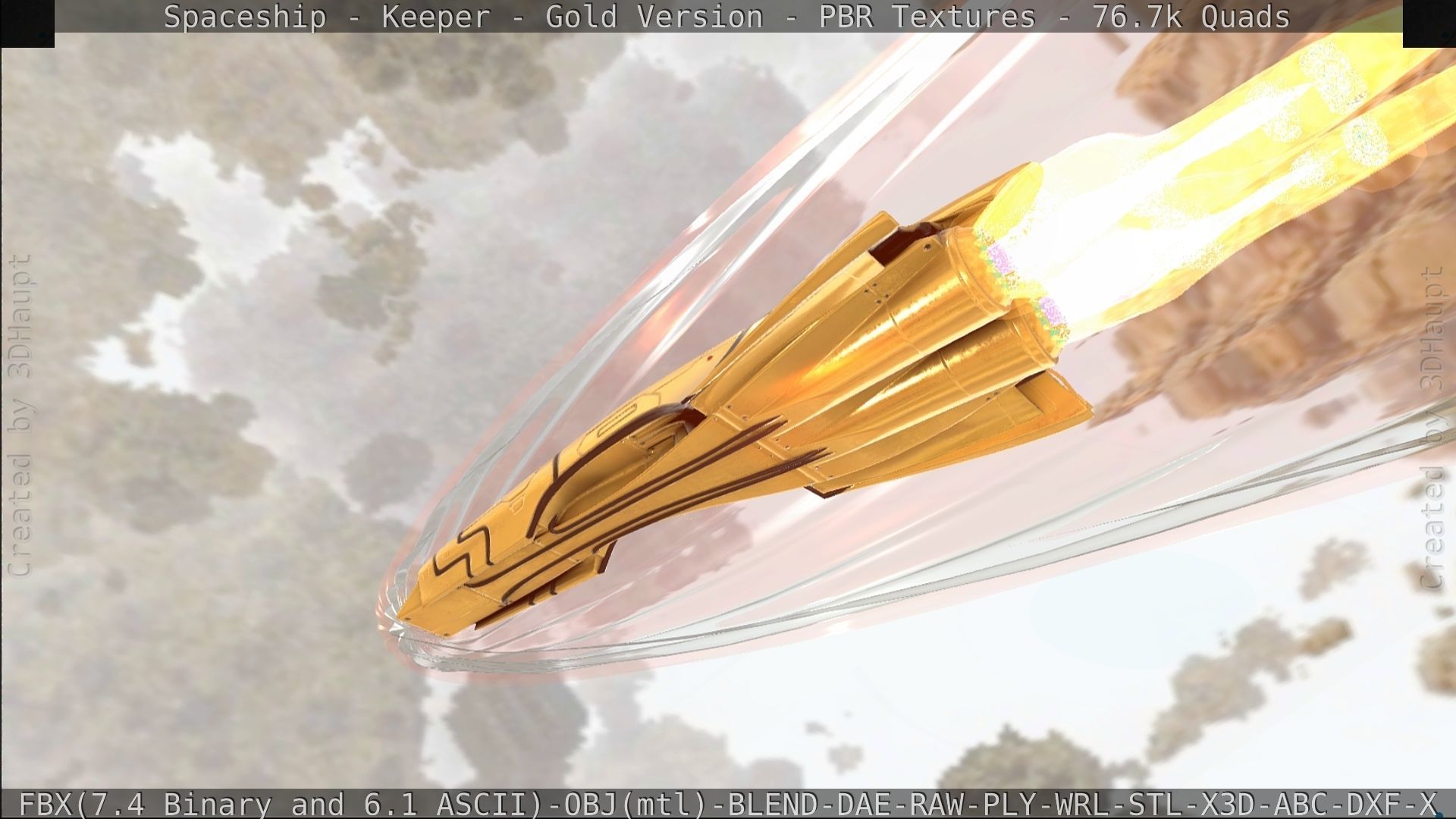 Spaceship - Keeper - Gold Version 3D model_407