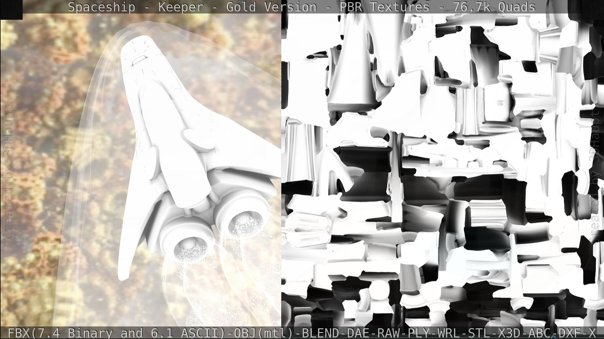 Spaceship - Keeper - Gold Version 3D model_330