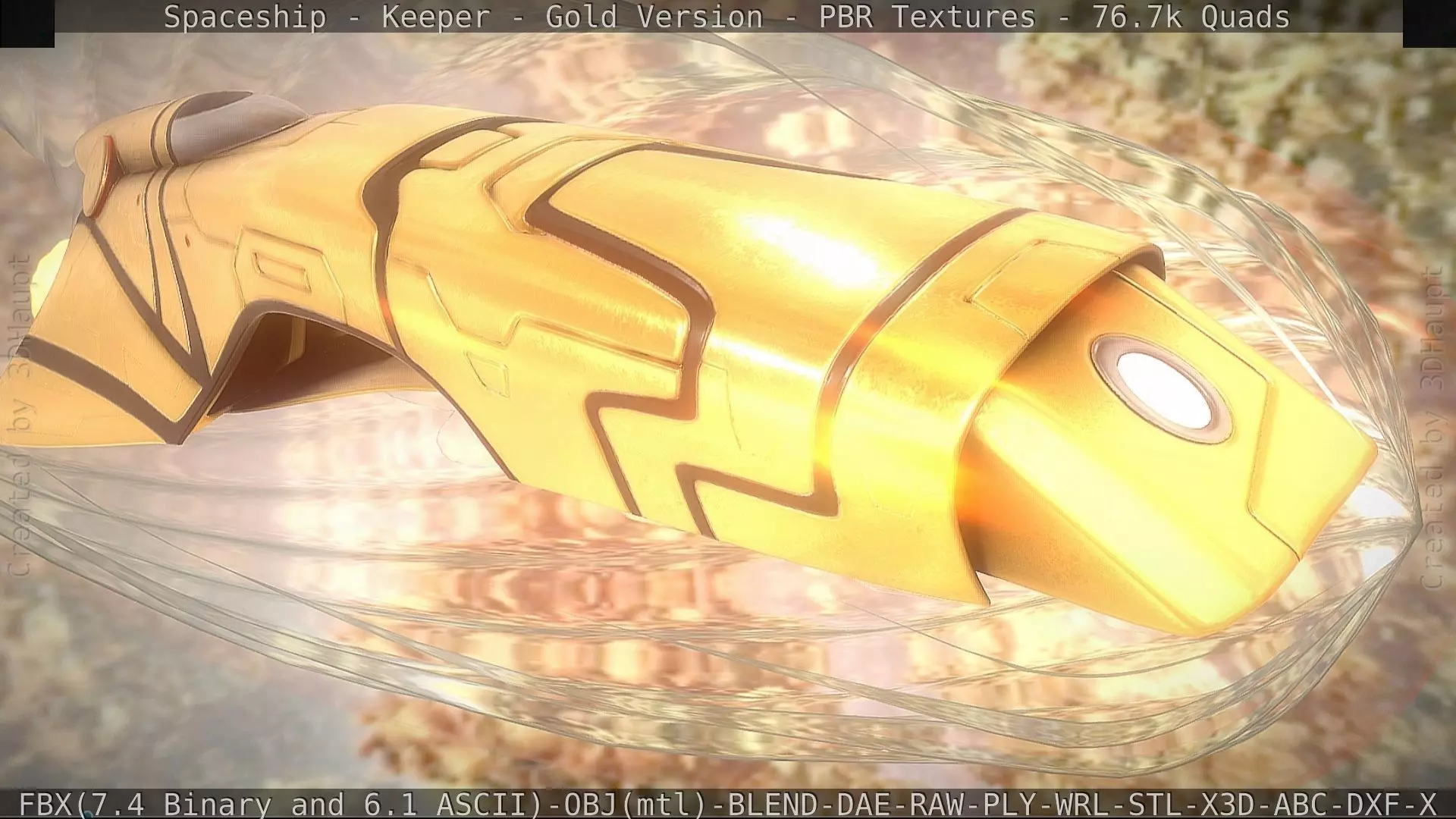 Spaceship - Keeper - Gold Version 3D model_0