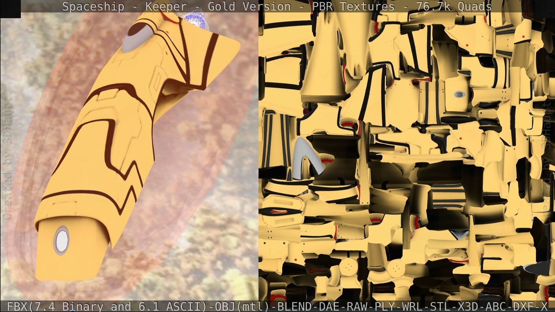 Spaceship - Keeper - Gold Version 3D model_237