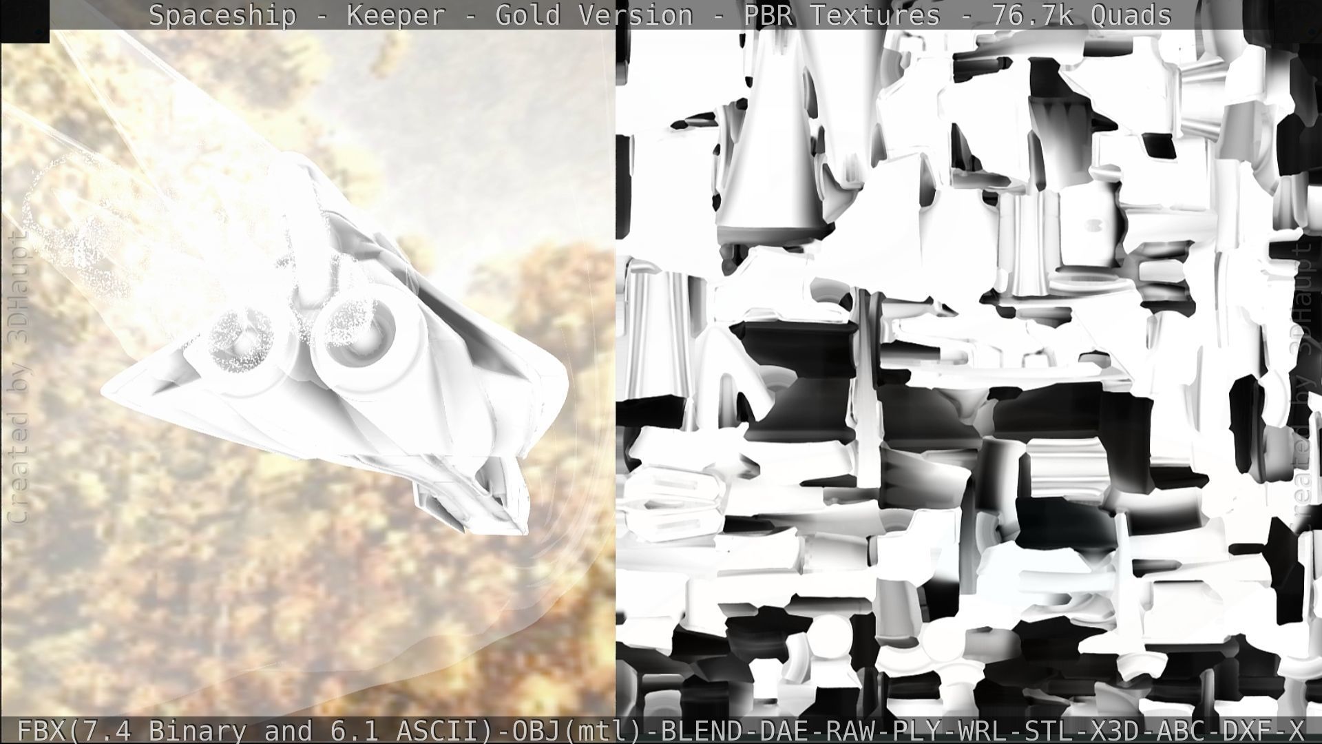 Spaceship - Keeper - Gold Version 3D model_316