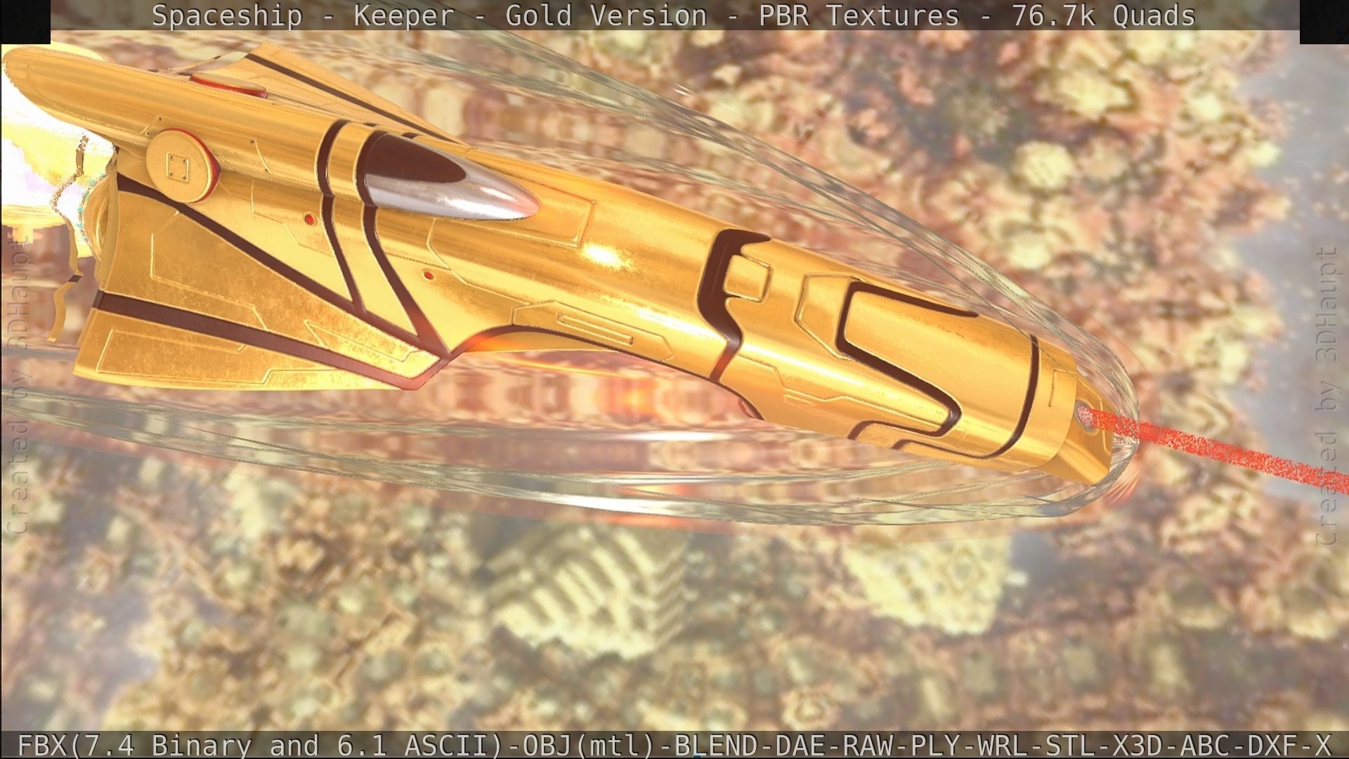 Spaceship - Keeper - Gold Version 3D model_389