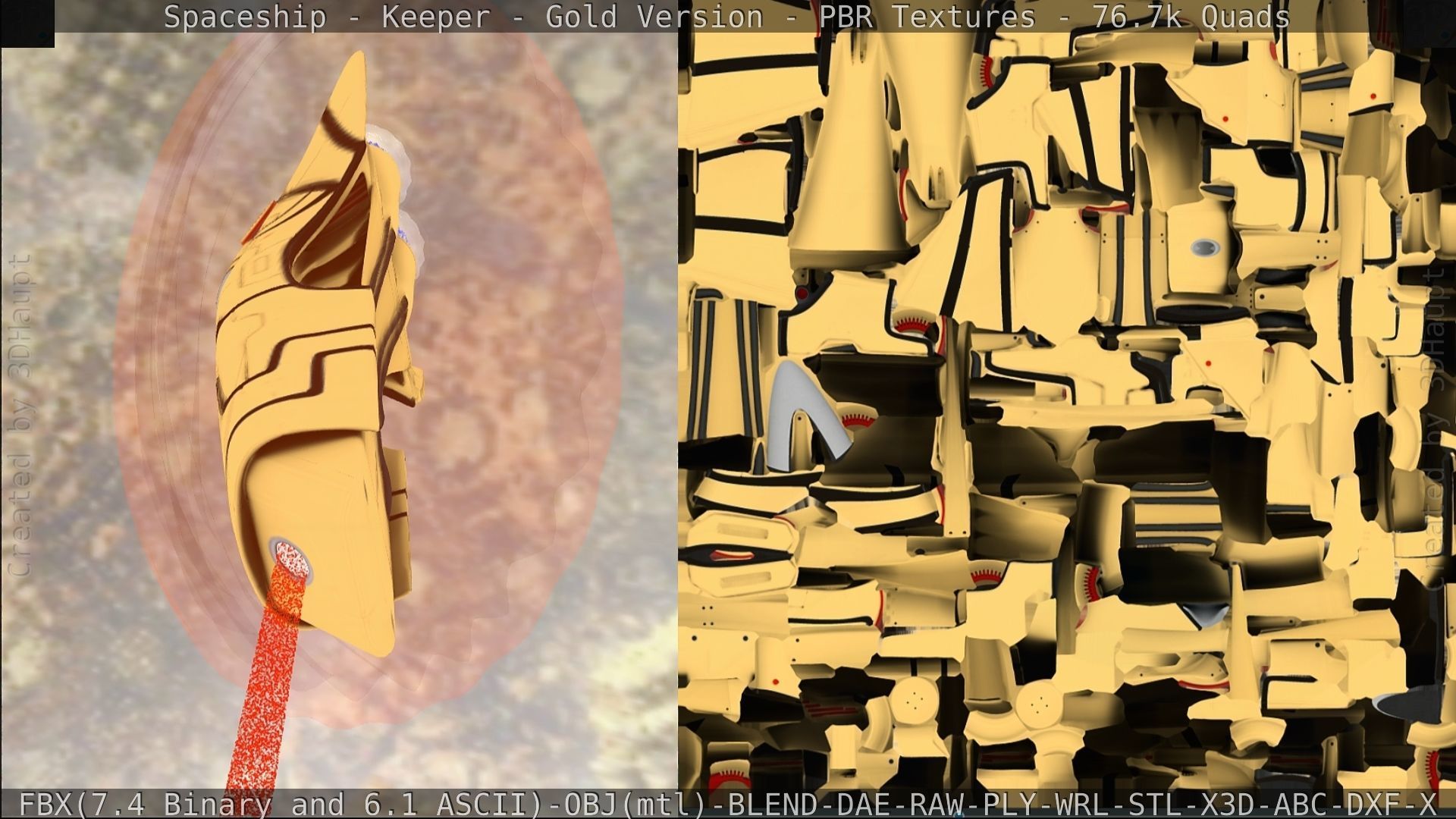 Spaceship - Keeper - Gold Version 3D model_216