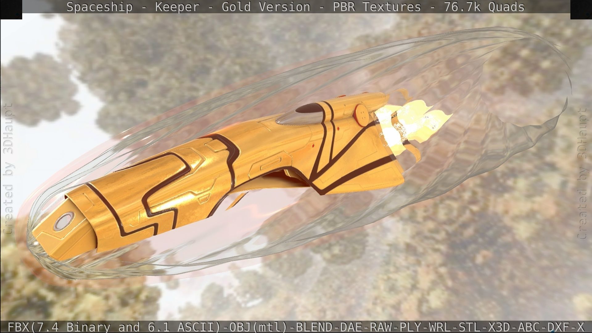 Spaceship - Keeper - Gold Version 3D model_458