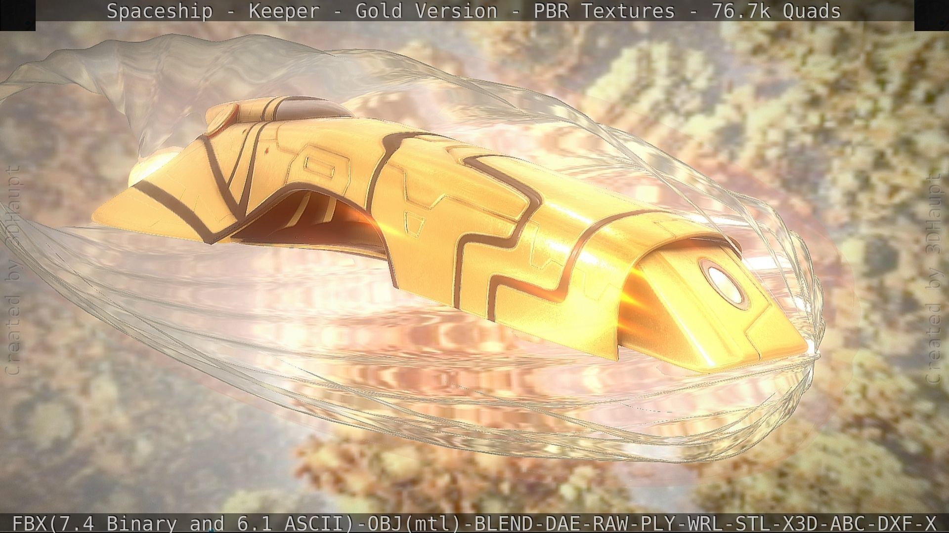 Spaceship - Keeper - Gold Version 3D model_16