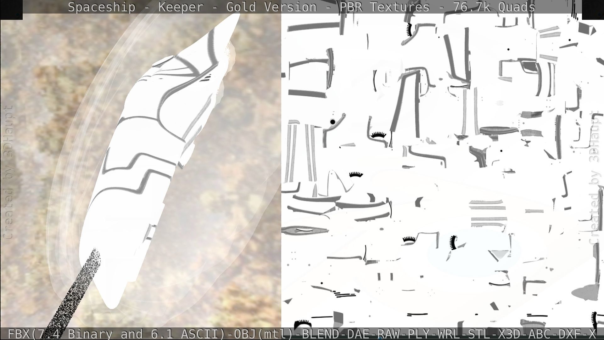 Spaceship - Keeper - Gold Version 3D model_255