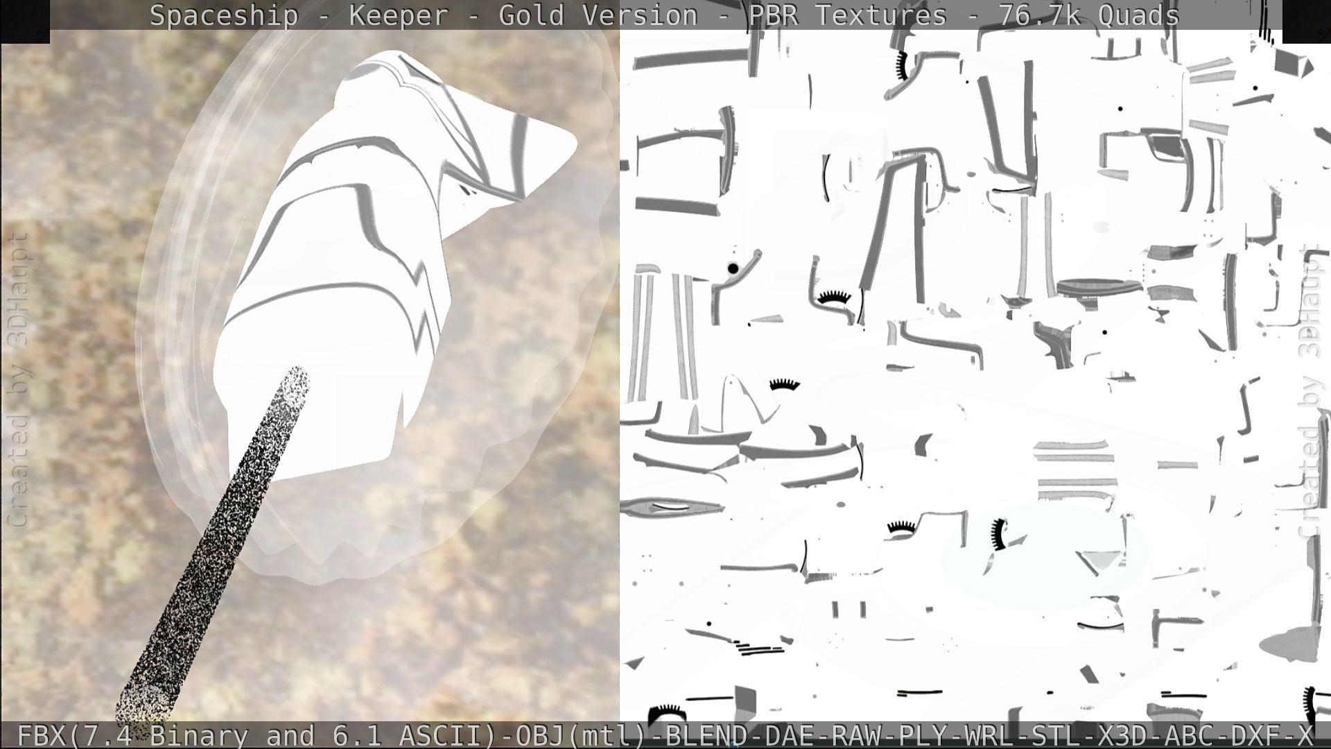 Spaceship - Keeper - Gold Version 3D model_254