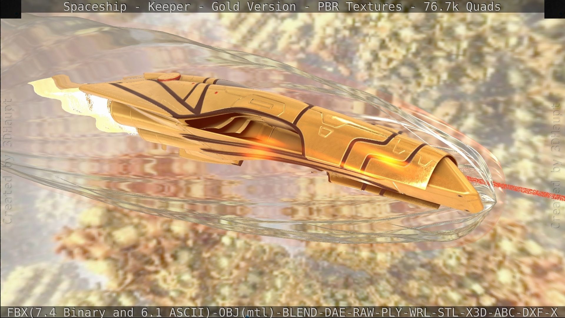 Spaceship - Keeper - Gold Version 3D model_386