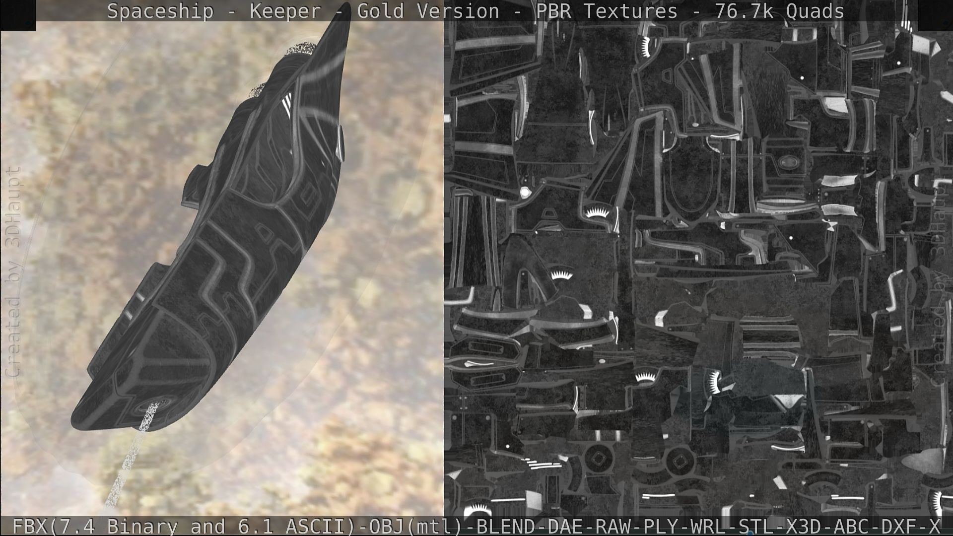 Spaceship - Keeper - Gold Version 3D model_262