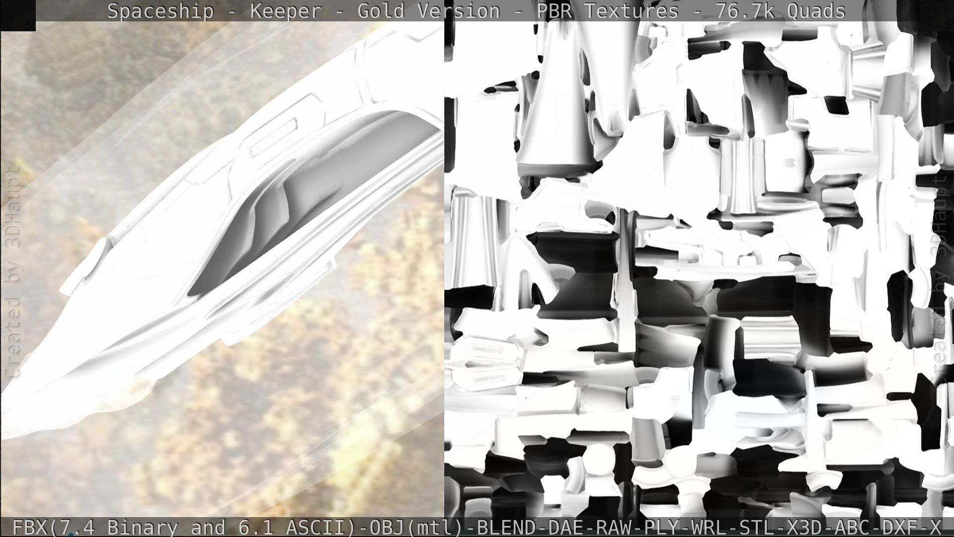 Spaceship - Keeper - Gold Version 3D model_321