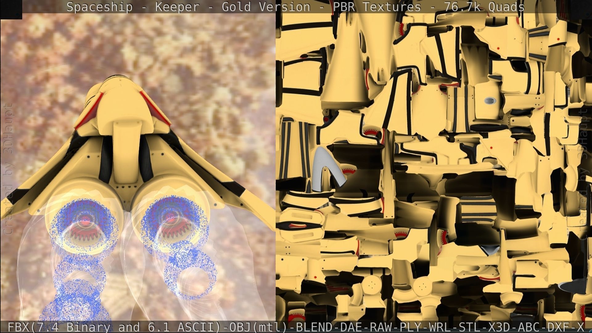 Spaceship - Keeper - Gold Version 3D model_229