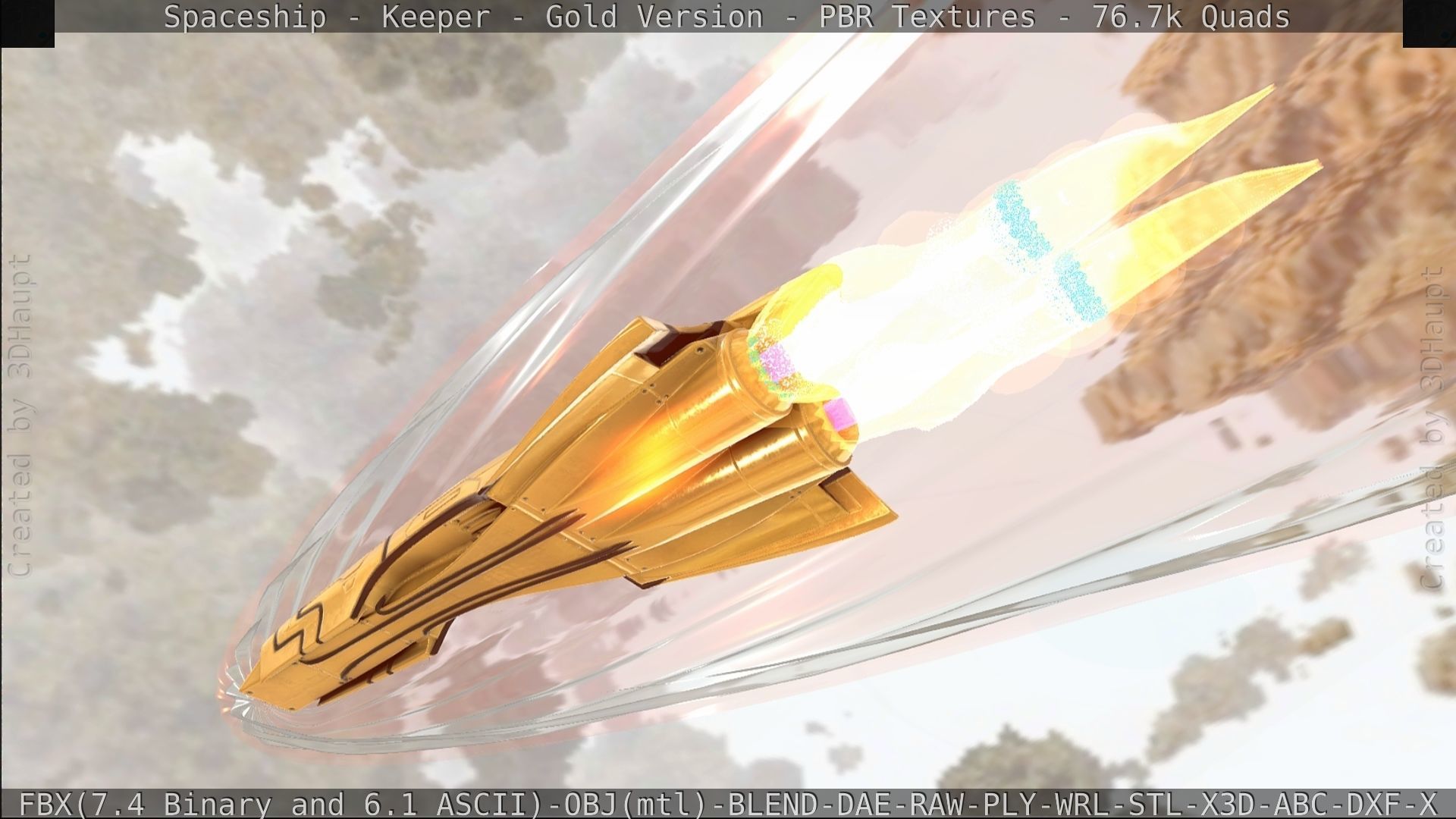 Spaceship - Keeper - Gold Version 3D model_408