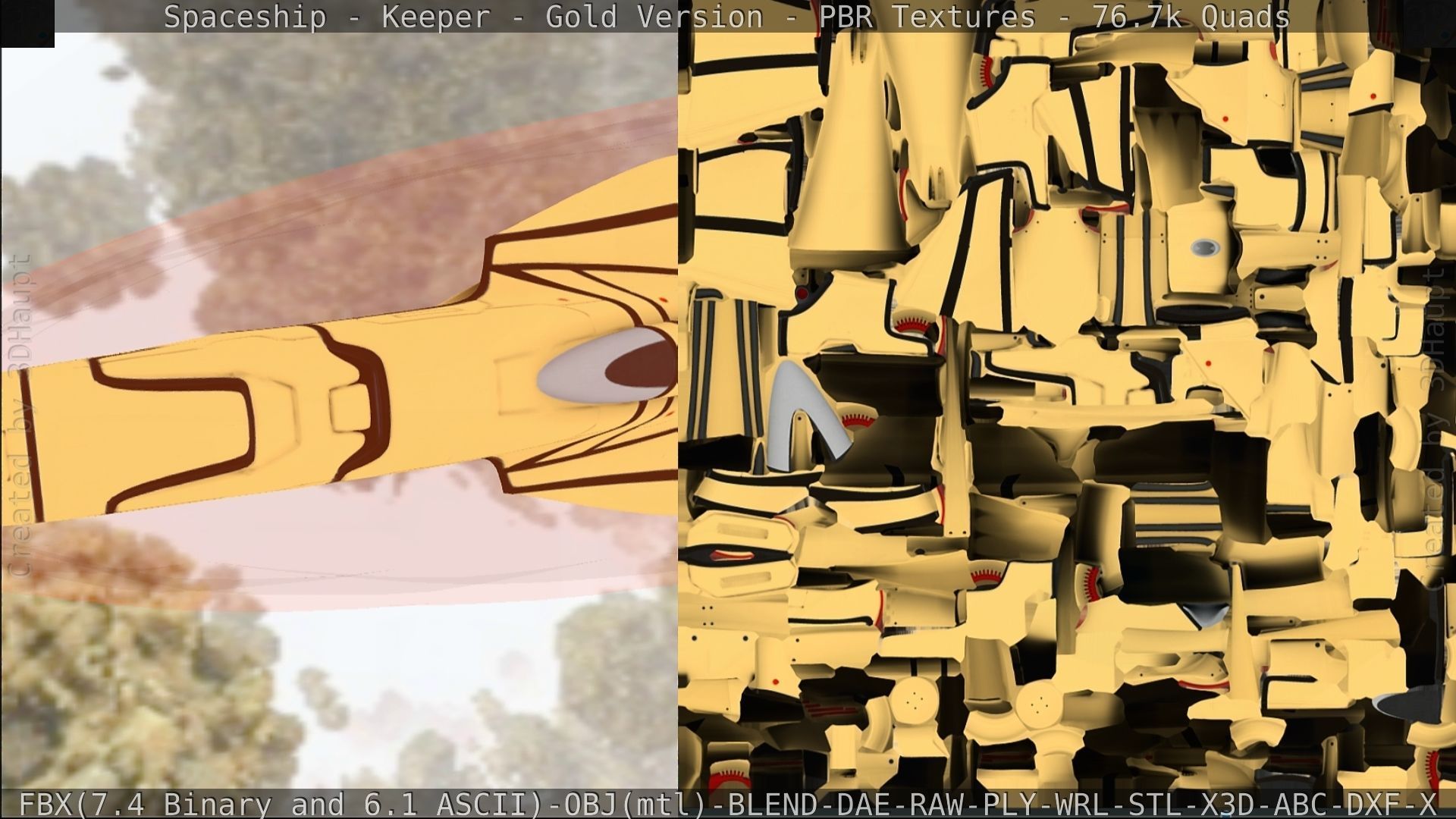 Spaceship - Keeper - Gold Version 3D model_221