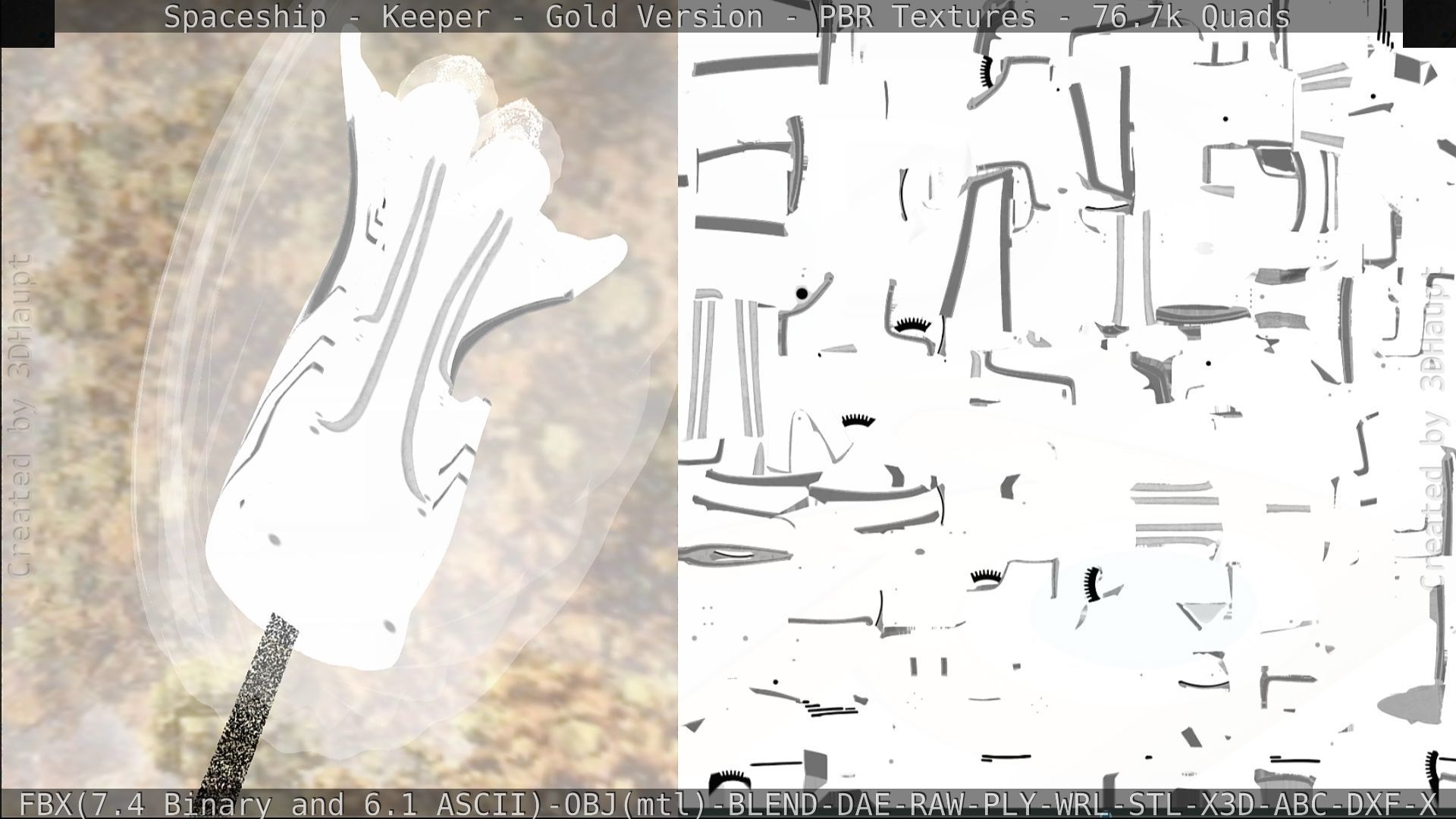 Spaceship - Keeper - Gold Version 3D model_261