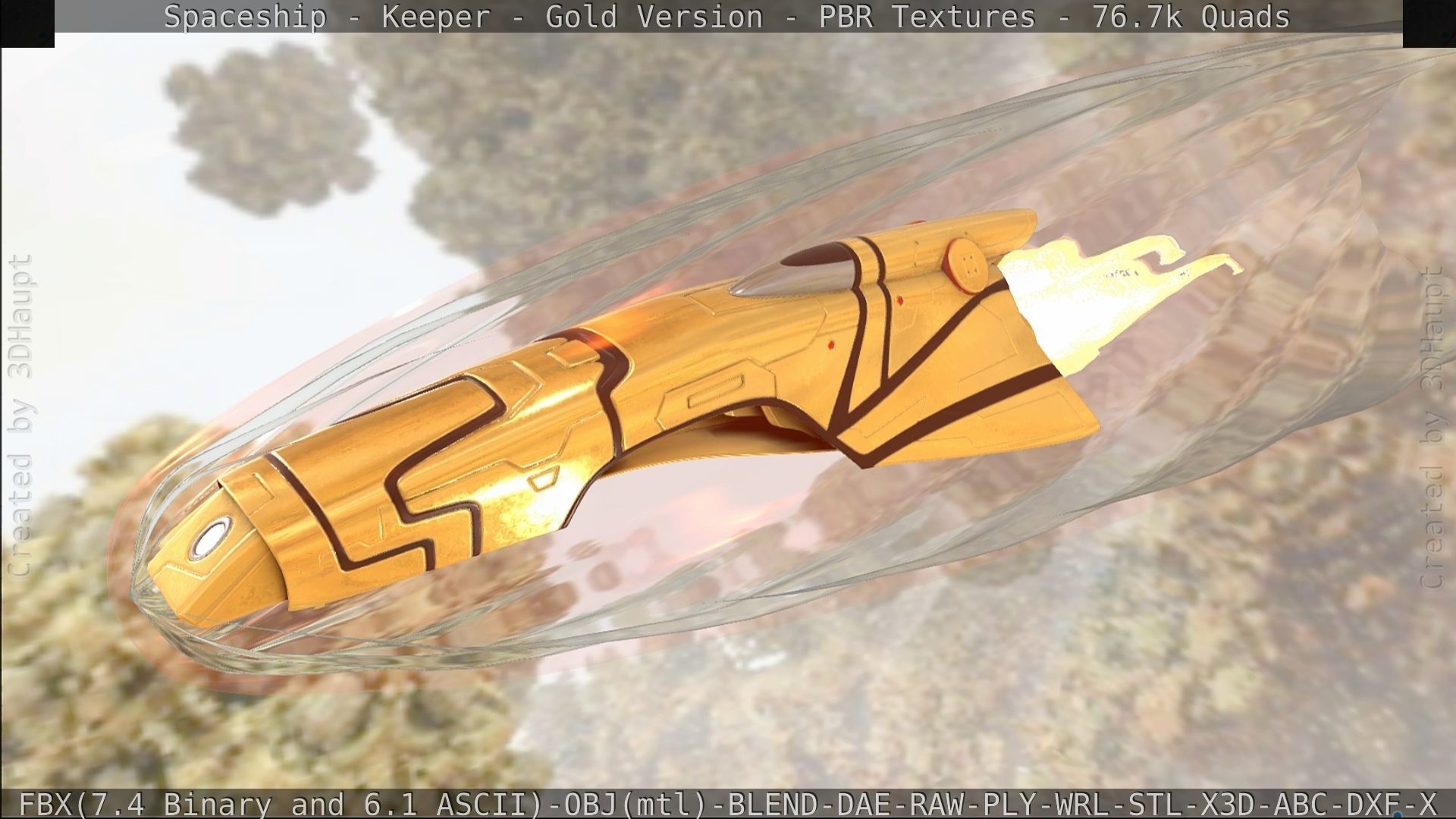 Spaceship - Keeper - Gold Version 3D model_450