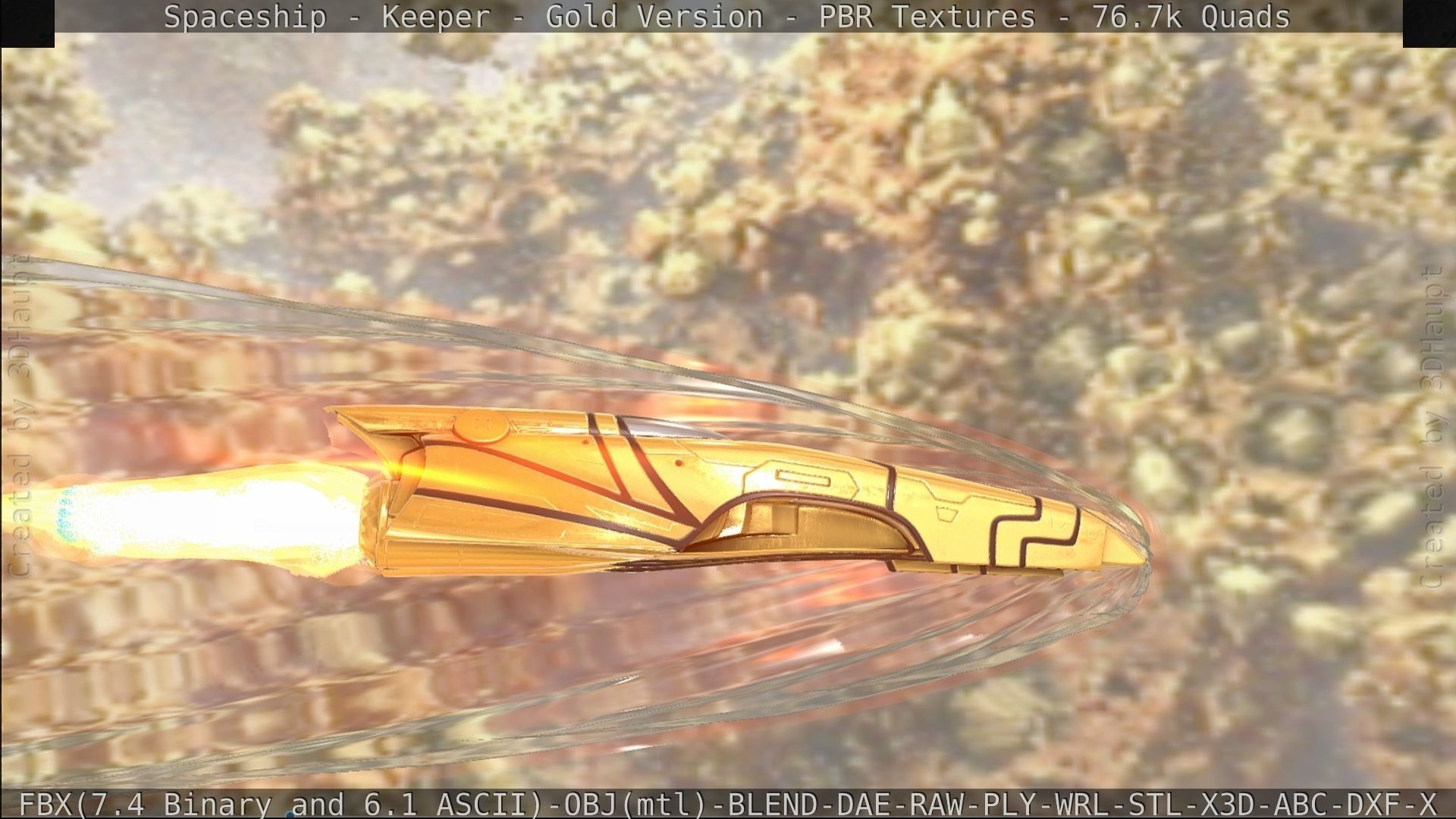 Spaceship - Keeper - Gold Version 3D model_420