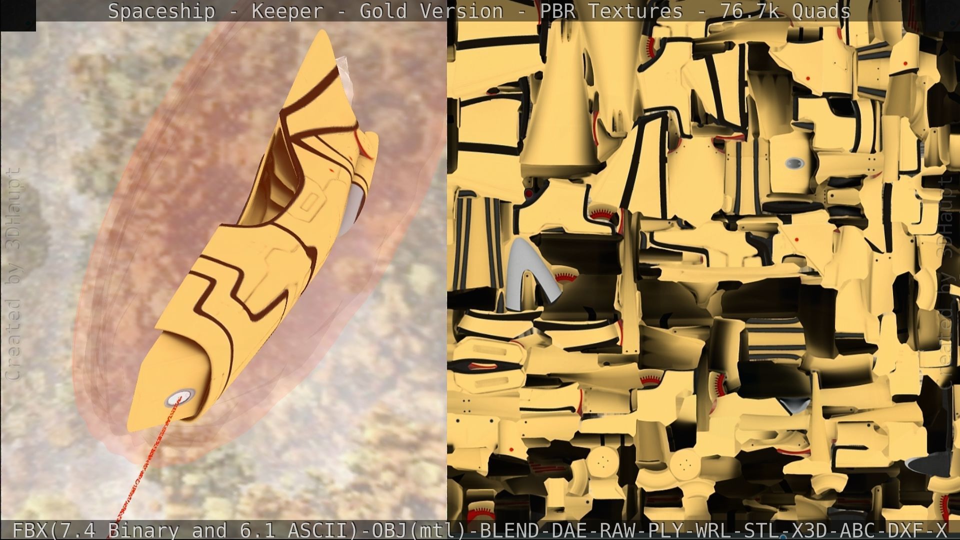 Spaceship - Keeper - Gold Version 3D model_222