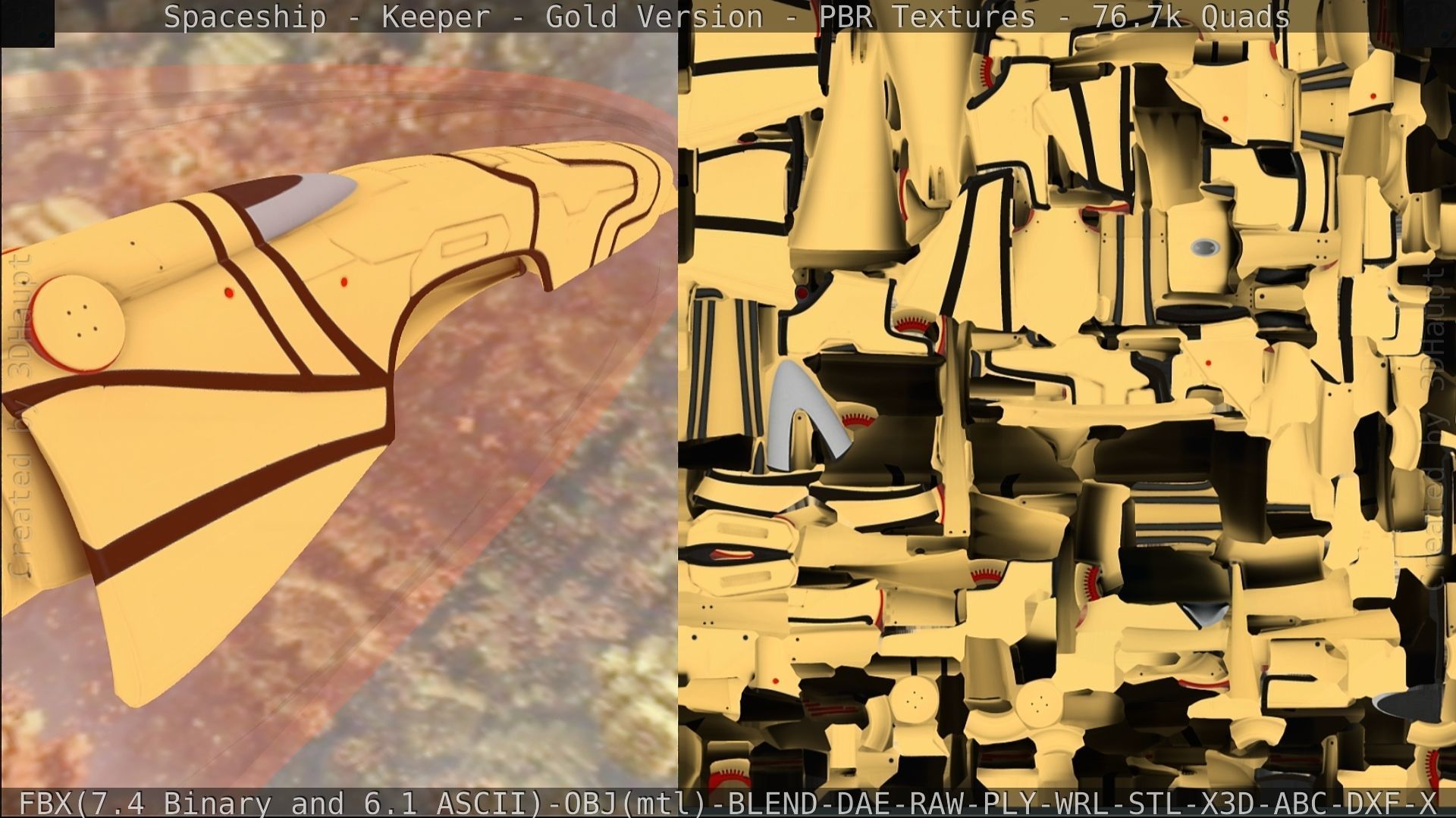 Spaceship - Keeper - Gold Version 3D model_282