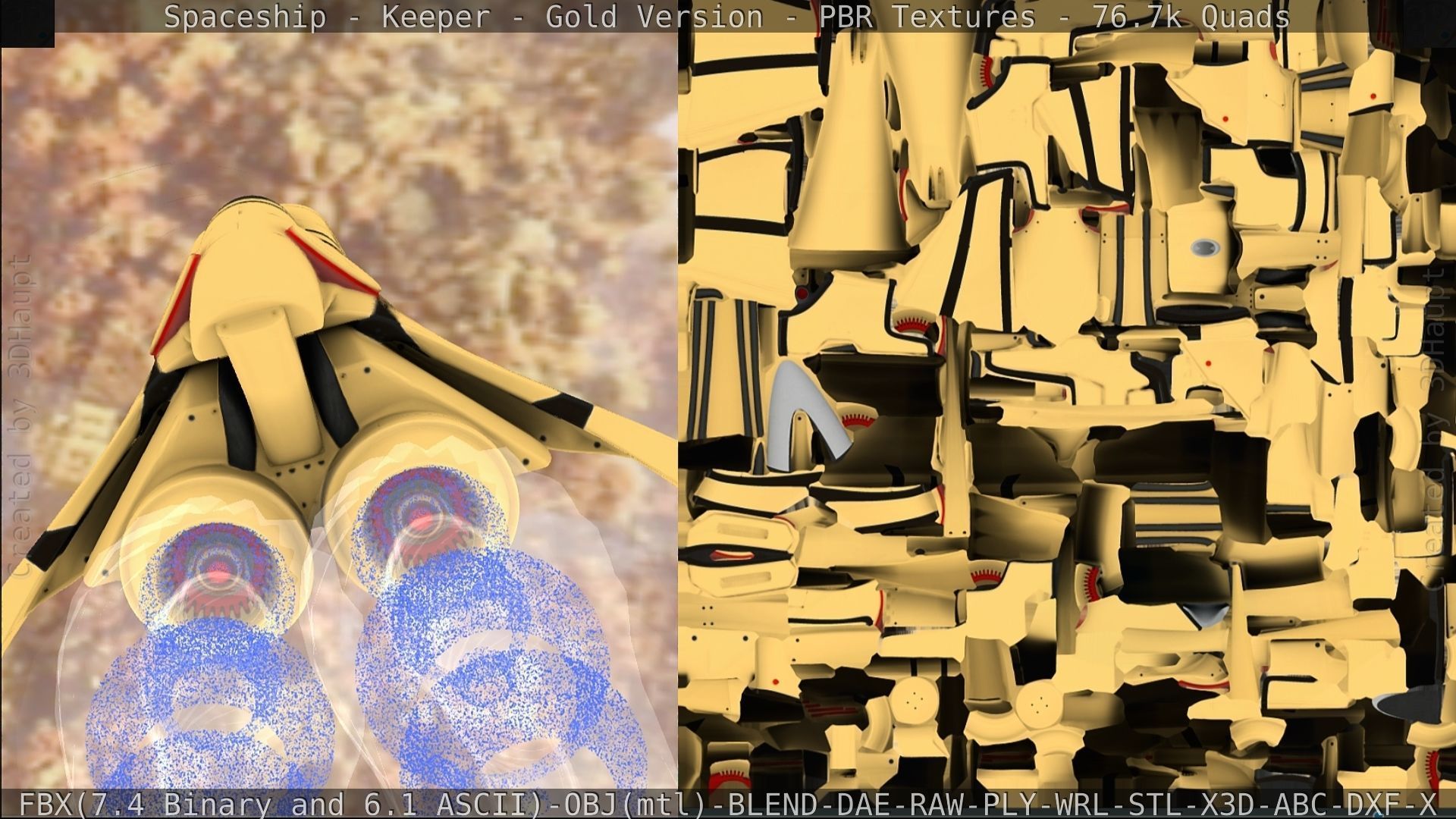 Spaceship - Keeper - Gold Version 3D model_226