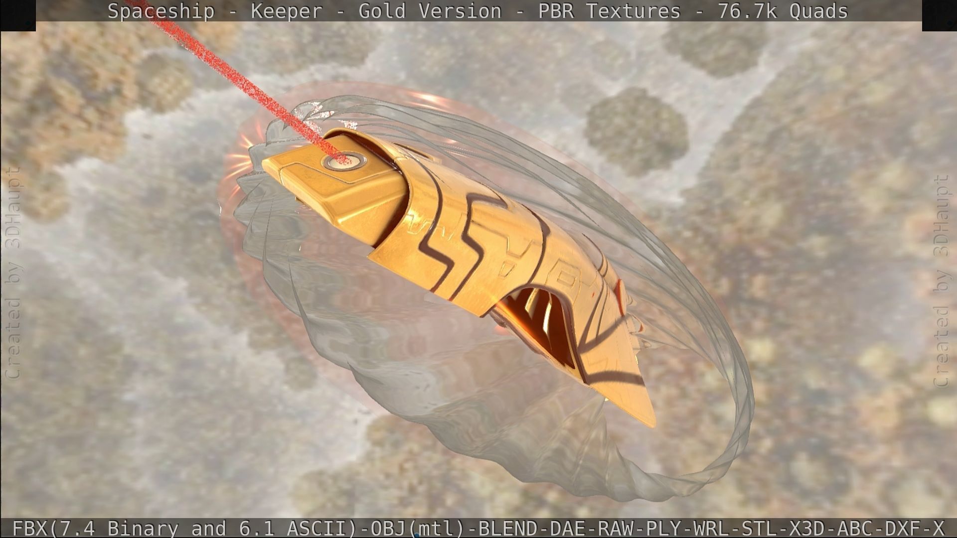 Spaceship - Keeper - Gold Version 3D model_429