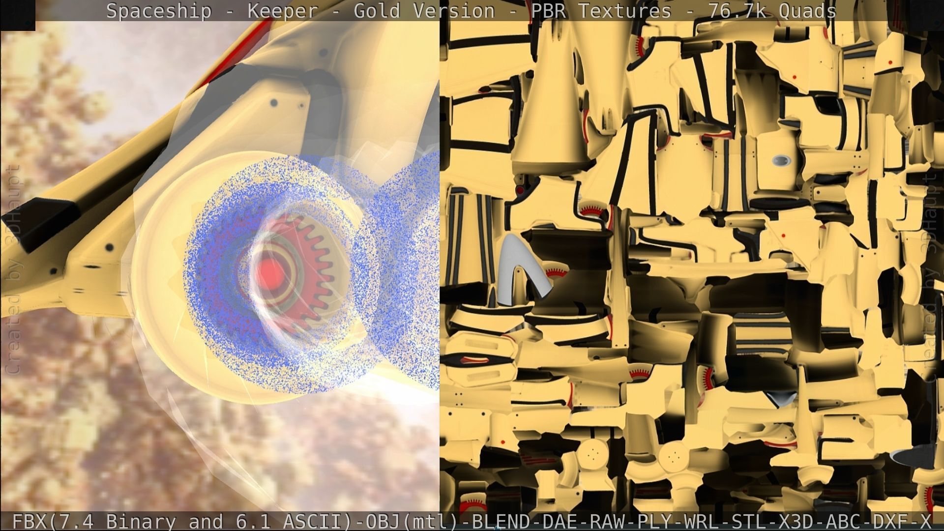 Spaceship - Keeper - Gold Version 3D model_213