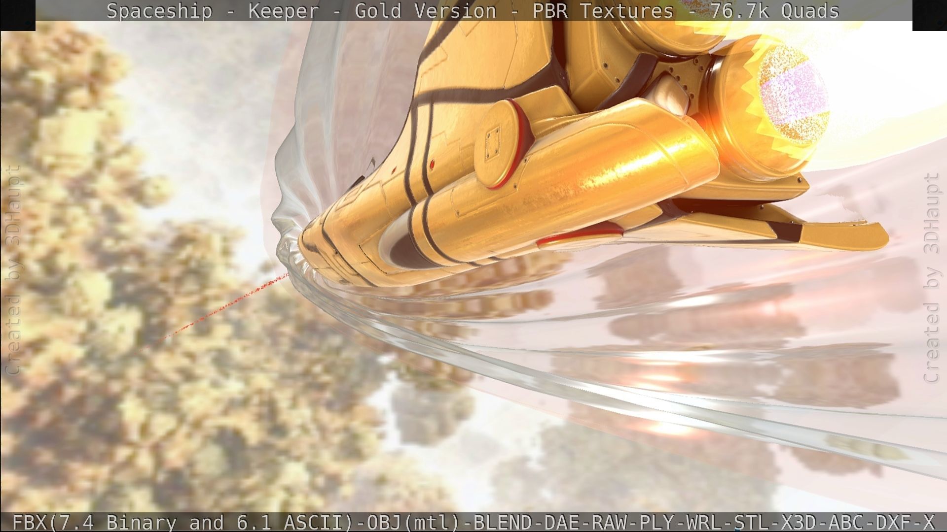 Spaceship - Keeper - Gold Version 3D model_399