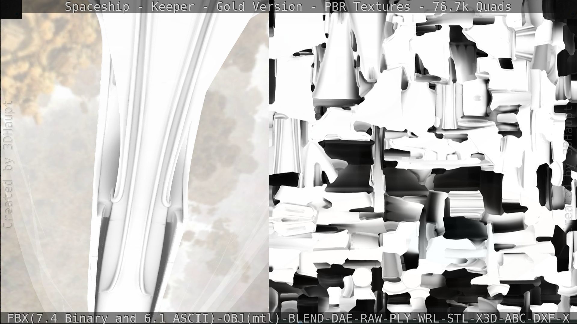 Spaceship - Keeper - Gold Version 3D model_339