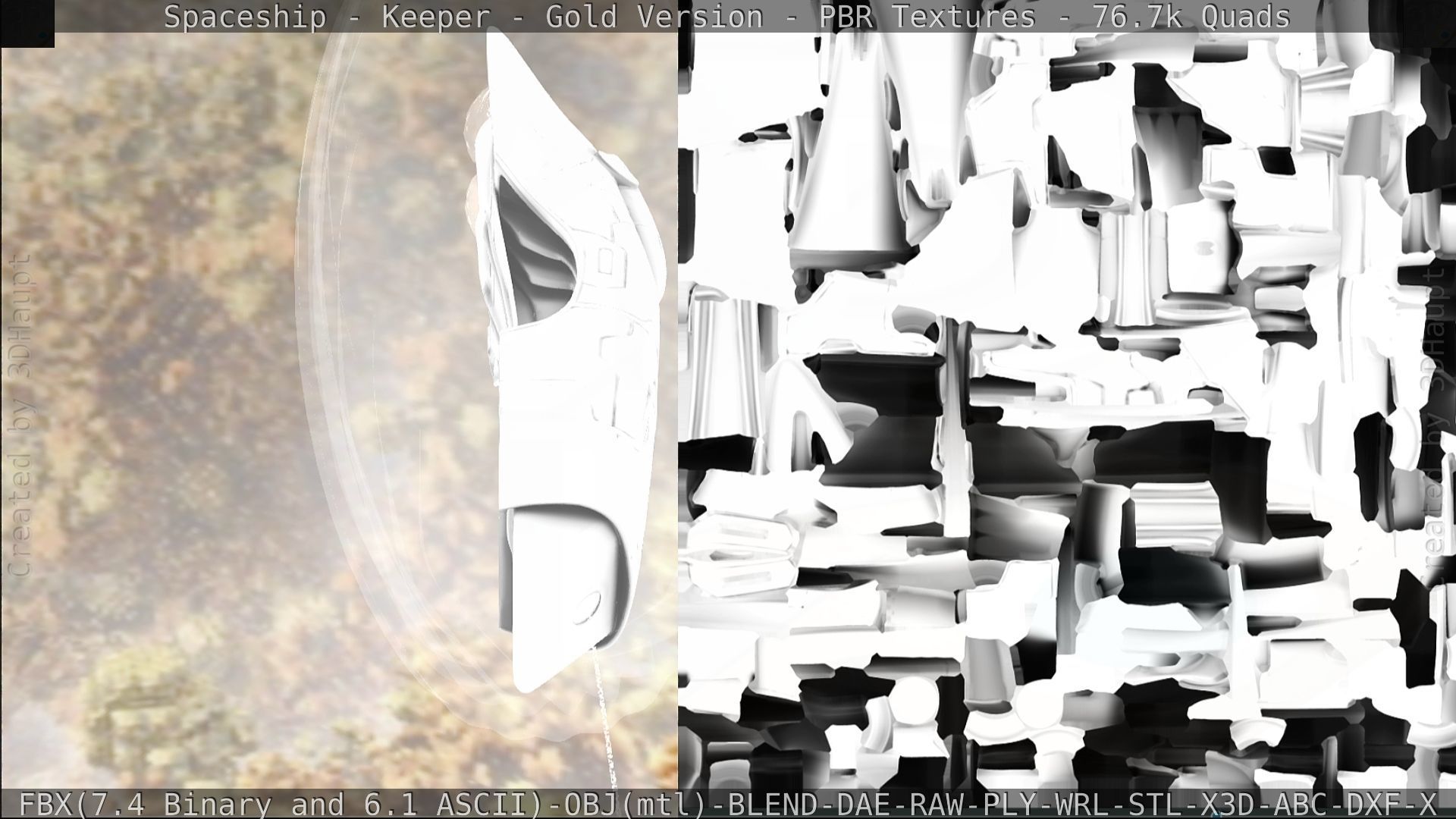 Spaceship - Keeper - Gold Version 3D model_350