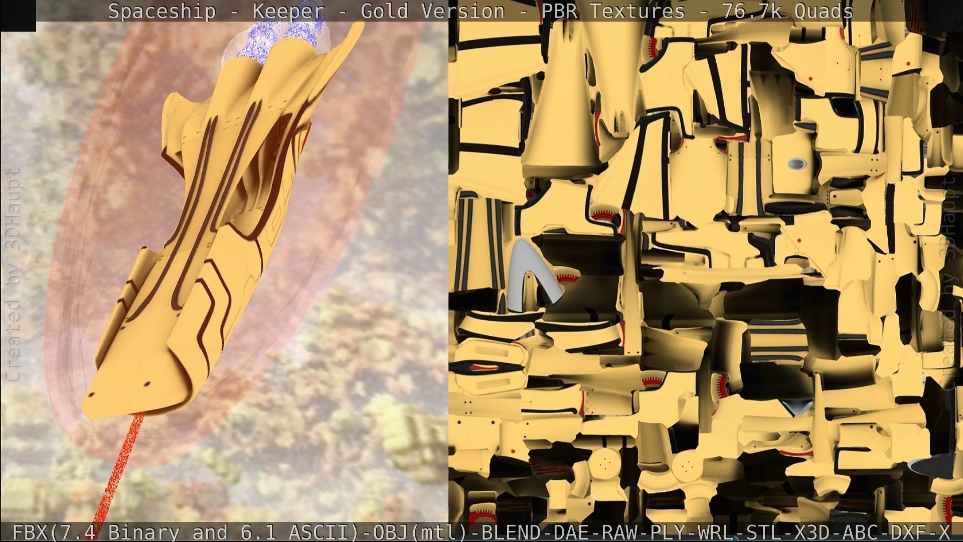 Spaceship - Keeper - Gold Version 3D model_219